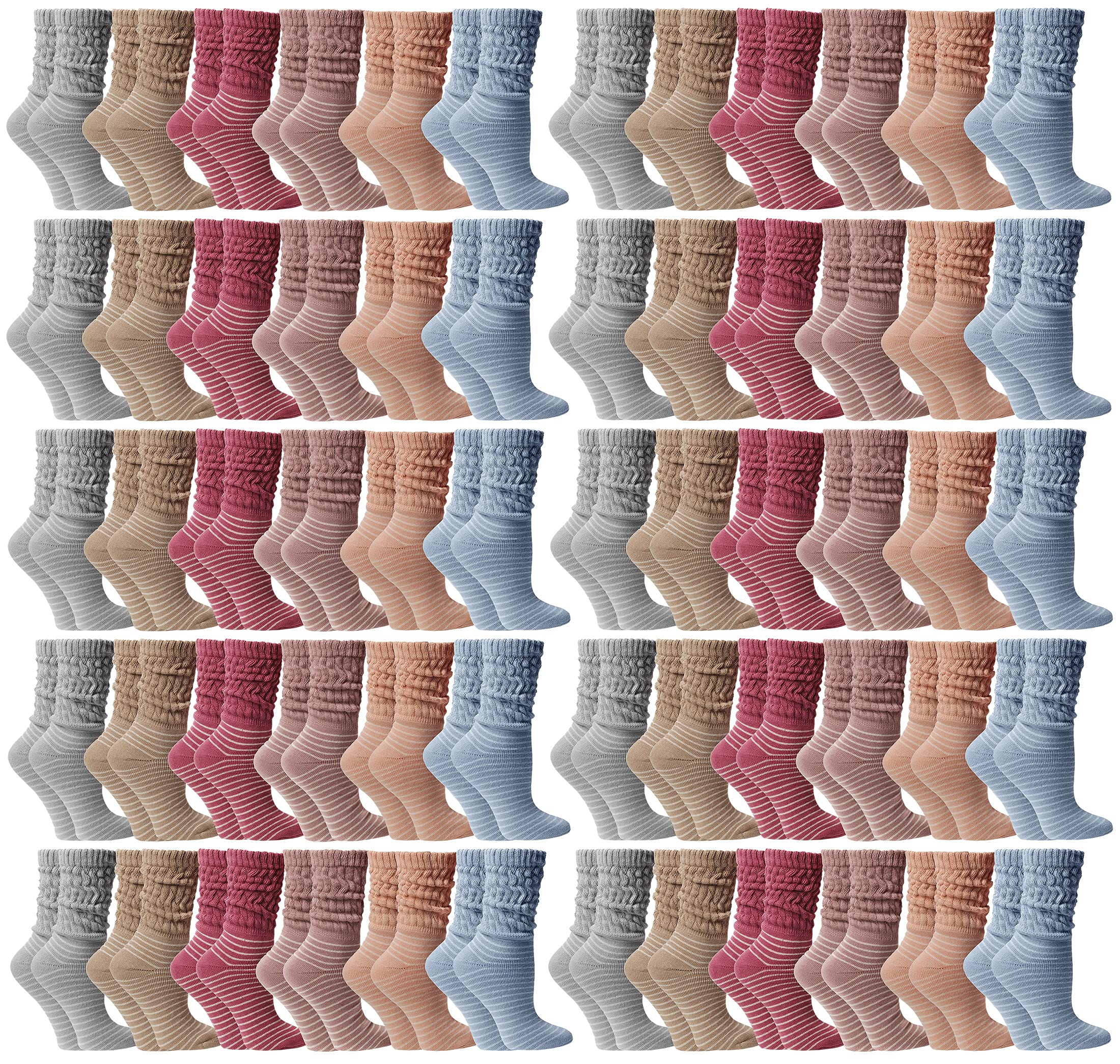 Yacht & Smith 60 Pack Women's Cotton Slouch Socks - Knee High Boot Socks for Women - Soft & Comfortable Crew Socks for Winter, Fall & Casual Wear - Perfect for Boots, Shoes & Lounge Outfits