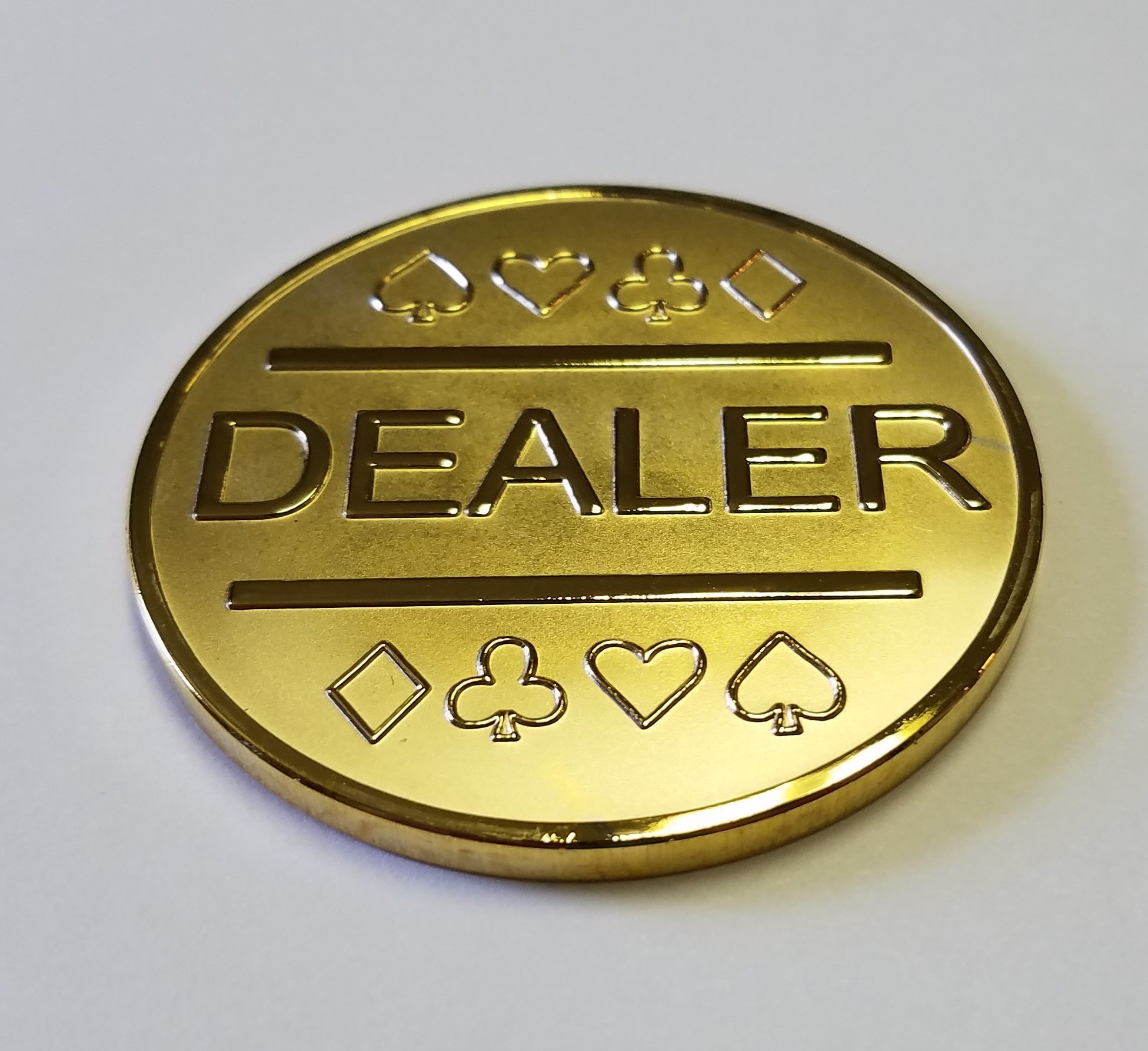 Premium Gold Plated Metal Poker Dealer Button for Texas Hold'em, Casino Nights, and Home Game Tournaments
