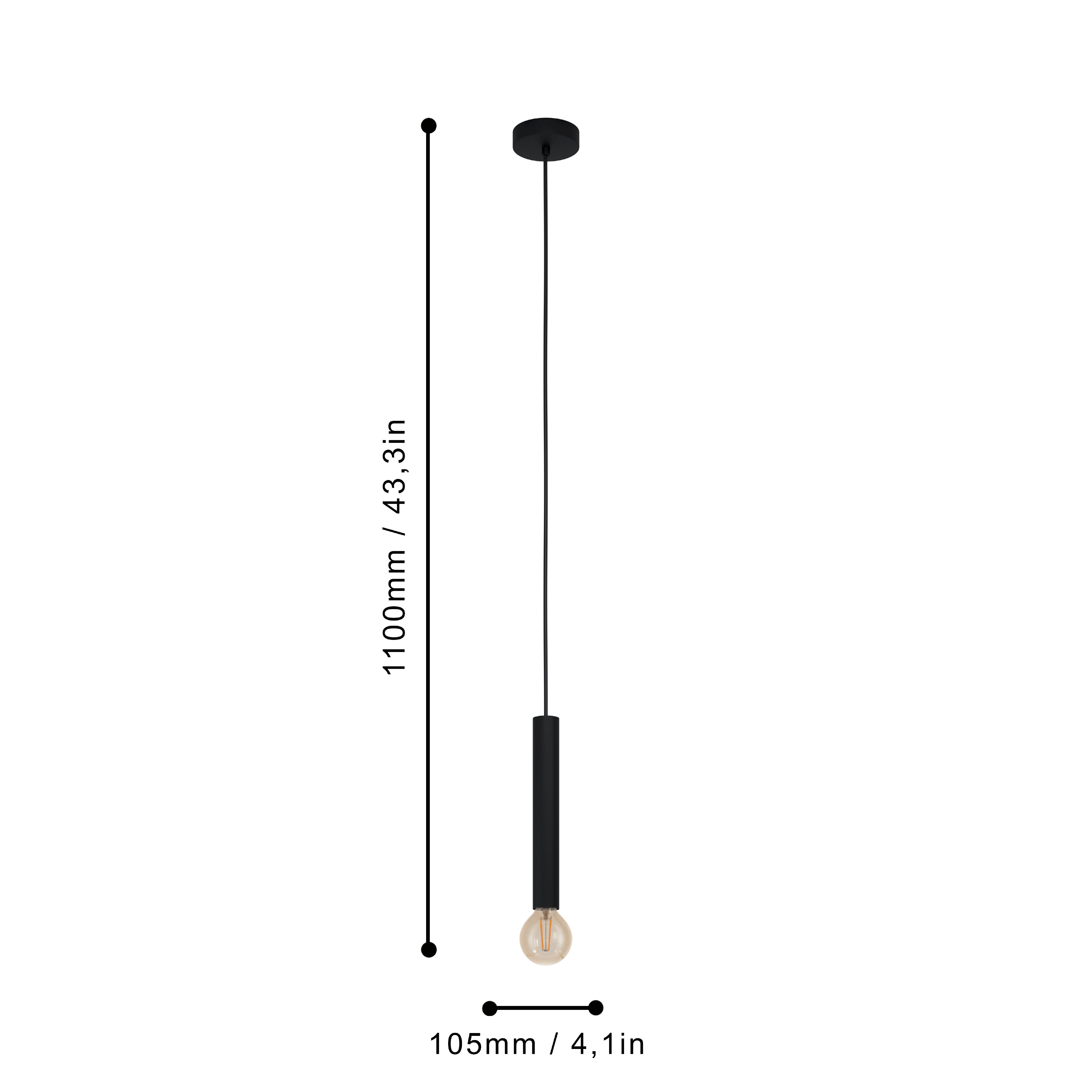 Eglo Cortenova Black Metal Minimalist Ceiling Pendant Light Fixture - Modern Industrial Lighting for Dining Room, Kitchen Island & Living Room Decor