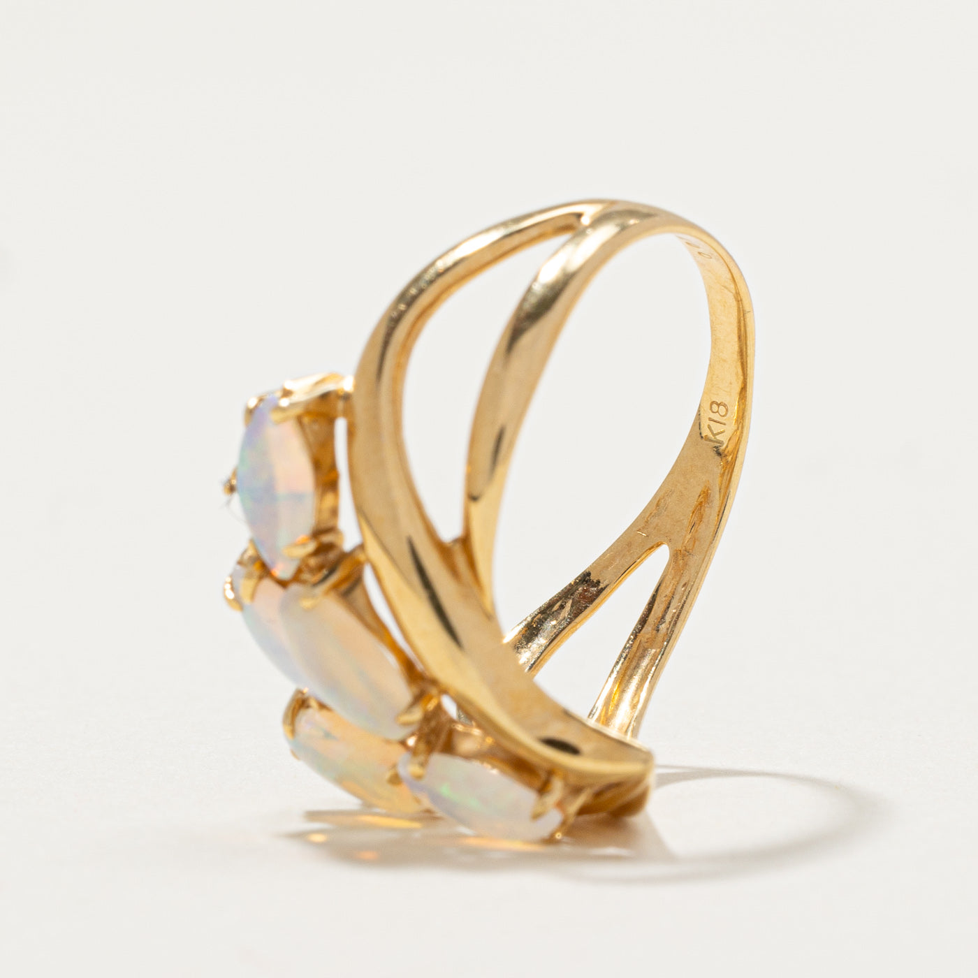 Marquise Cut Opal Cluster Ring - 0.75ctw Genuine Opal & 0.01ct Diamond Accents - Size 7 - Perfect for Engagement, Anniversary & Special Occasion Jewelry Gifts