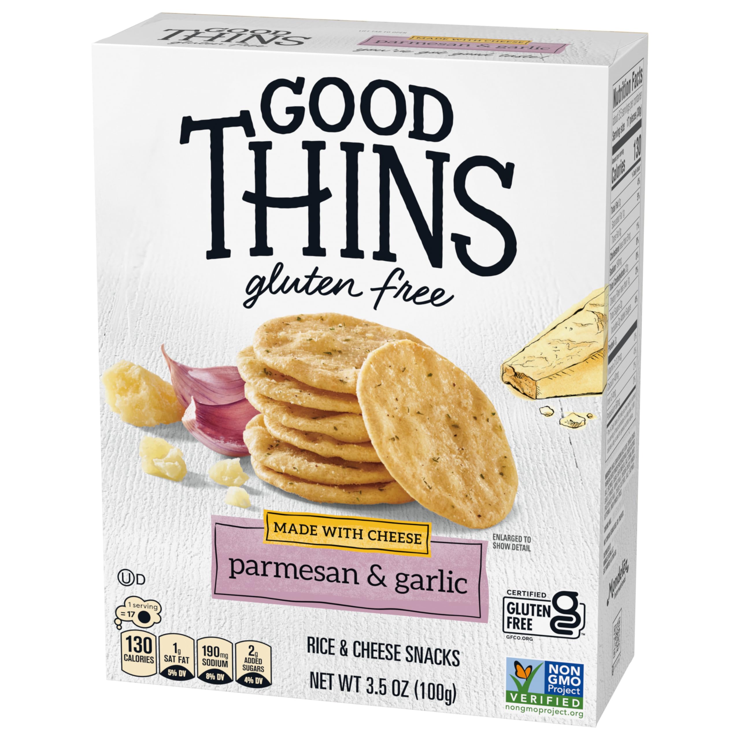 Gluten Free Parmesan & Garlic Rice & Cheese Snacks - 6 Pack (3.5 oz Each) | Bulk Healthy Crackers for Parties, School Lunches & On-the-Go Snacking