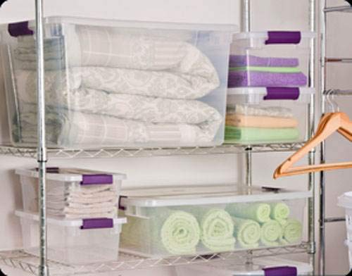 Sterilite 106 Quart & 66 Quart Clear Storage Totes with Latching Lids - 4 Pack & 6 Pack Set - Heavy Duty Plastic Bins for Home Organization, Garage Storage, and Moving Supplies