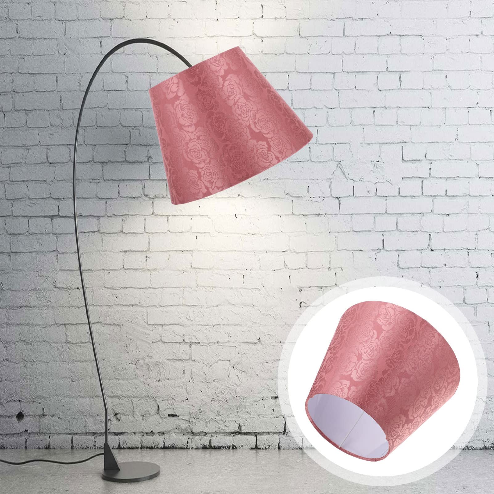 Beaupretty Floral Embroidery Fabric Clip-On Chandelier Lamp Shade - Pink Lampshade for Table, Wall & Ceiling Lights - Elegant Home Decor for Living Room, Bedroom & Dining Room Lighting