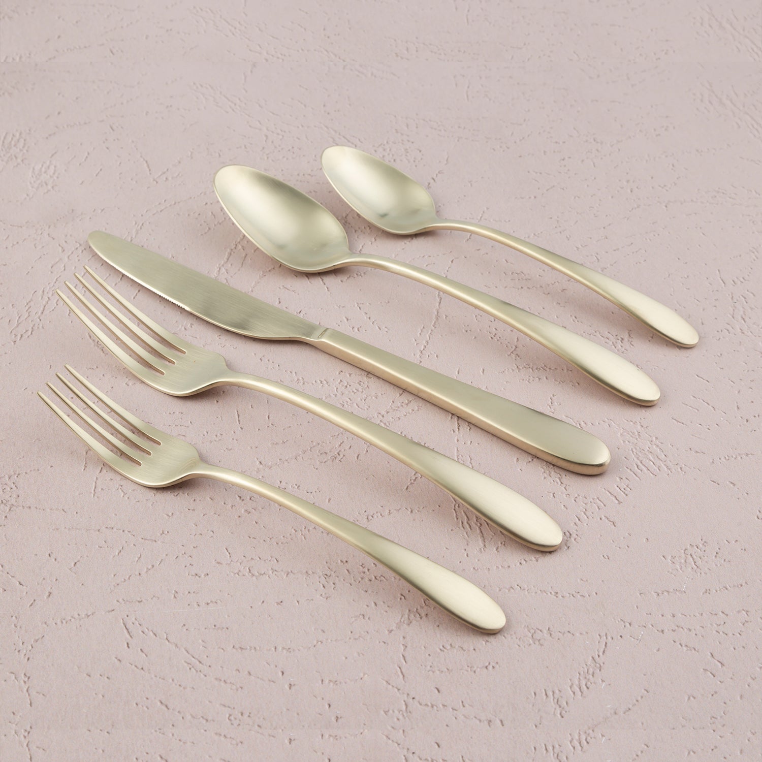 Poet Champagne Satin 20-Piece Flatware Set - Elegant Stainless Steel Cutlery for Dining, Wedding & Special Occasions - Complete Silverware Set with Knives, Forks & Spoons