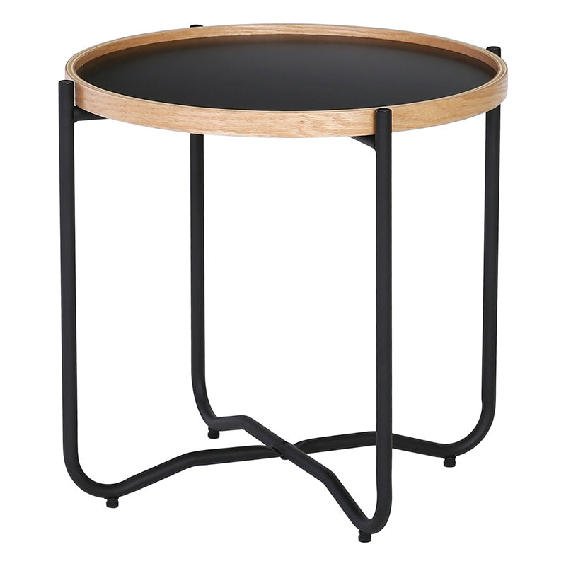 TANIX Round Black Side Table - Modern End Table for Living Room, Bedroom, or Office - Small Accent Table for Coffee, Books, and Decor