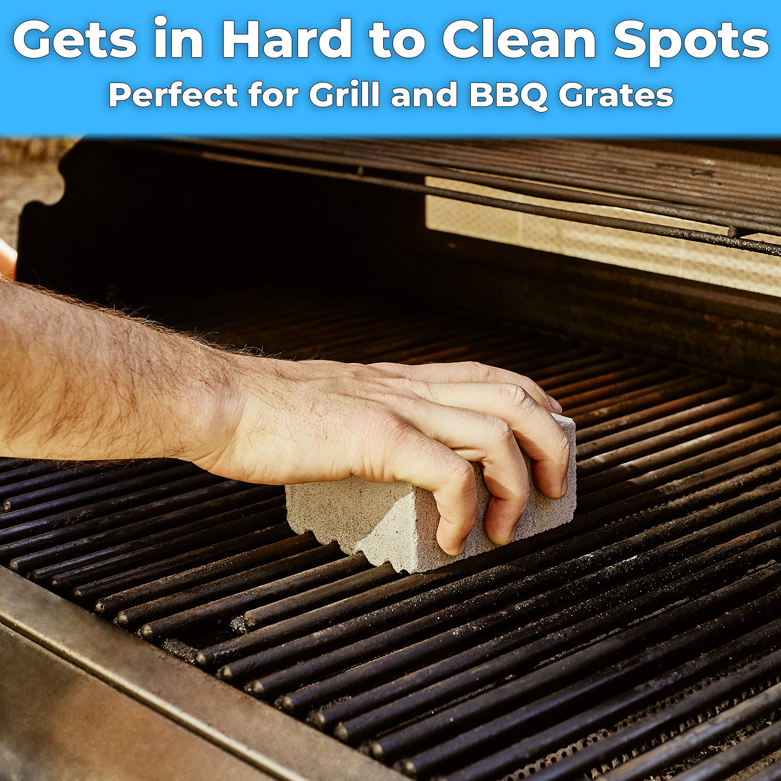 Heavy Duty Non-Toxic Grey Grill Brick Cleaner 12 Pack - Reusable Chemical Free BBQ Pumice Cleaning Blocks for Flattops, Grills & Griddles - Perfect Barbecue Scouring Tool for Outdoor Cooking, Camping & Backyard BBQs