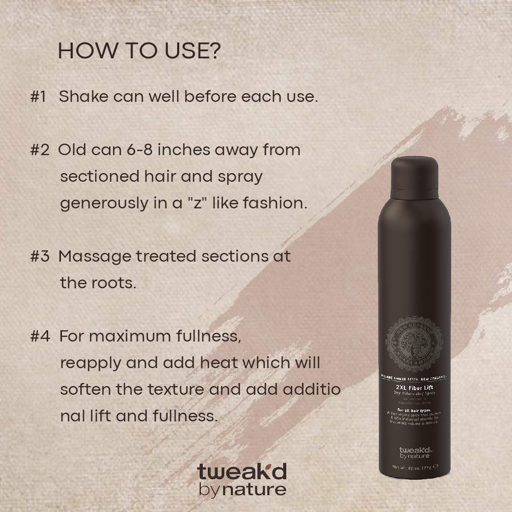 Tweak'd 2XL Fiber Lift Dry Volumizing Spray with Kauri Amber Resin - 8 oz Hair Volumizer for Fine, Flat Hair | Adds Instant Volume & Texture for All-Day Hold | Perfect for Styling, Updos & Special Occasions