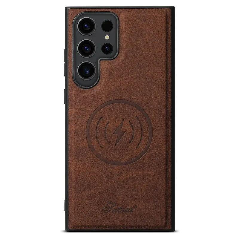 Samsung Galaxy S24 Vegan Leather Magnetic Card Holder - Slim Wallet for Credit Cards & ID - Perfect for Travel, Work, and Everyday Use