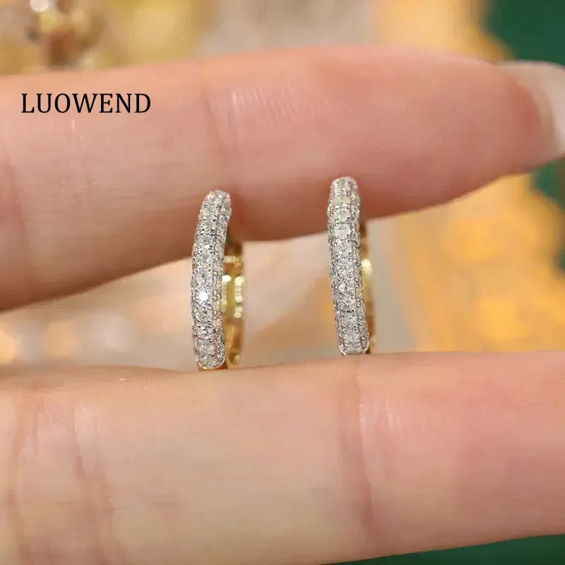 18K Yellow Gold Diamond Hoop Earrings for Women - 0.56 Carat Real Natural Diamonds, Shiny Fashion Jewelry for Party, Wedding & Special Occasions