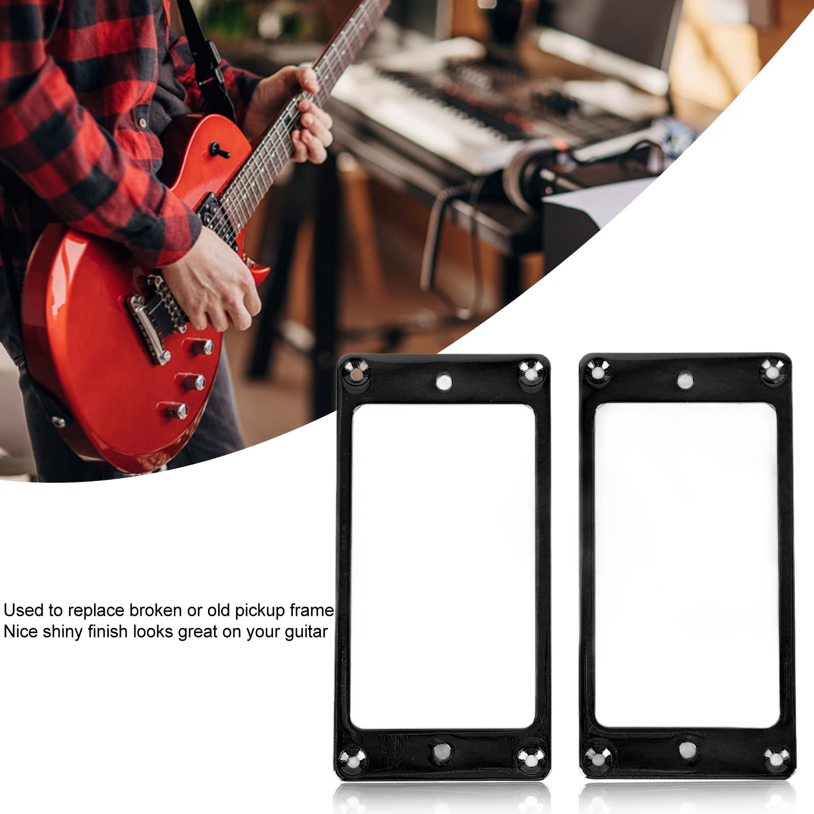 2Pcs Black Humbucker Pickup Mounting Rings for Electric Guitar - Metal Replacement Pickup Frames for Humbucker Pickups - Perfect for Guitar Repair, Upgrades & DIY Projects