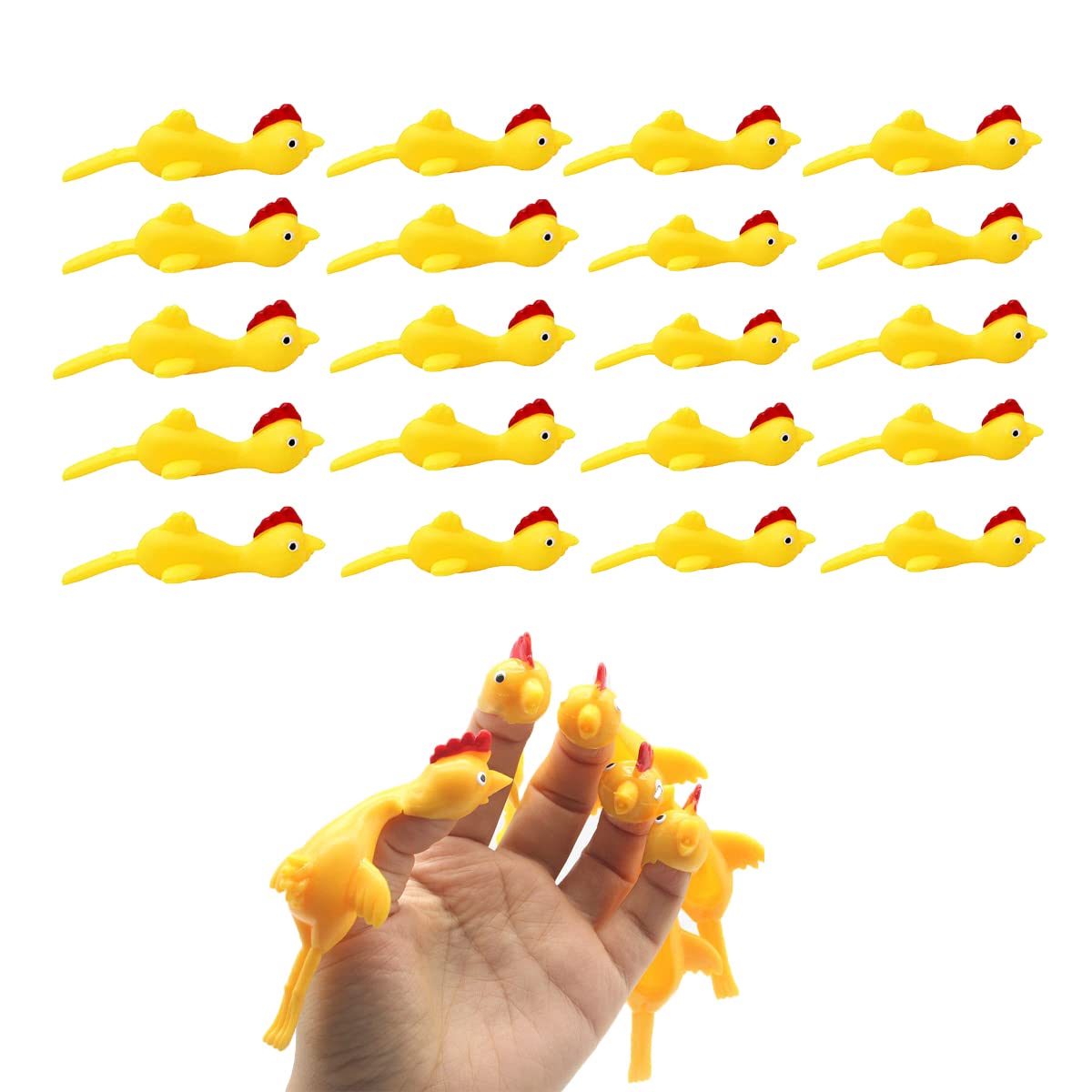 MHNJA Slingshot Chicken Toy Set - 20 Pack Rubber Chicken Flingers for Stress Relief & Outdoor Fun | Great for Backyard Games, Party Favors, and Office Decompression
