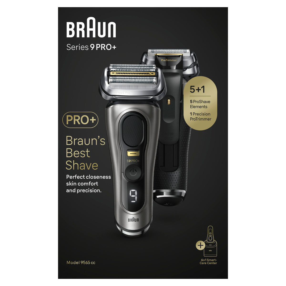 Braun Series 9 PRO+ 9565CC Men's Electric Shaver with Automatic Cleaning Station - Wet & Dry Shaving for Smooth Skin at Home or Travel