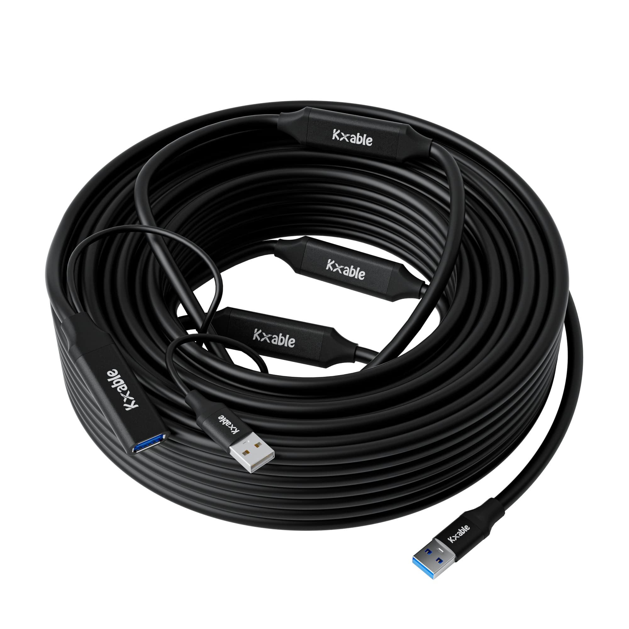 100ft USB 3.0 Active Extension Cable with Signal Booster - Male to Female Extender Cord for Long Distance Data Transfer - Compatible with Laptop, Hard Drive, Printer, Webcam, Gaming Consoles (Xbox, PS4, VR) - Ideal for Home Office, Gaming Setup & Remote Workstations