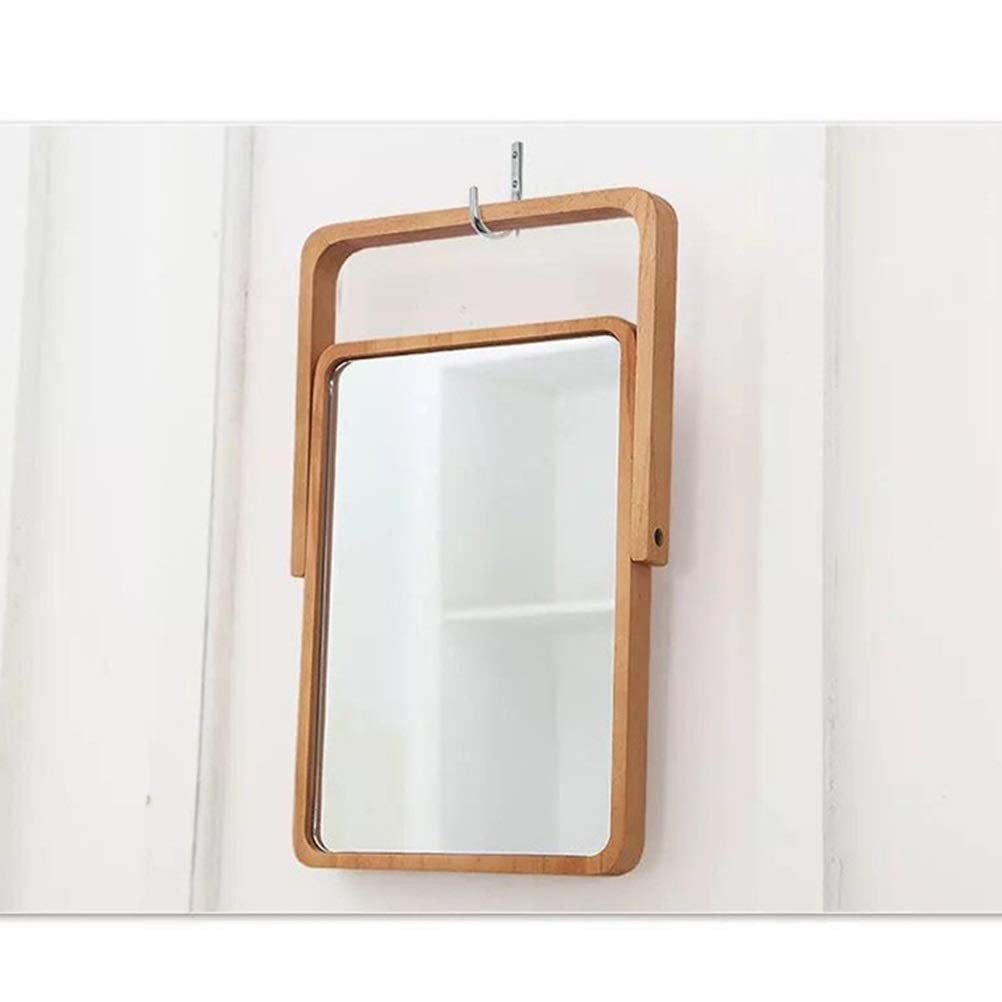 1PC Wooden Frame Vanity Mirror - Rectangular Makeup Mirror with Stand, Desktop Dressing Mirror for Women & Girls | Perfect for Bedroom, Bathroom, and Makeup Table