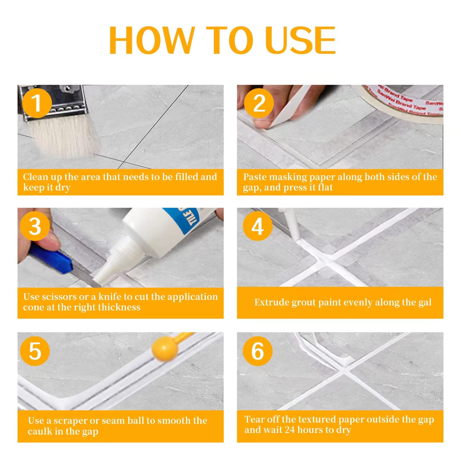 White Tile Grout Filler - Fast Drying Grout Repair & Sealer for Restoring Tile Joints | Perfect for Bathroom, Kitchen & Floor Tile Renovation