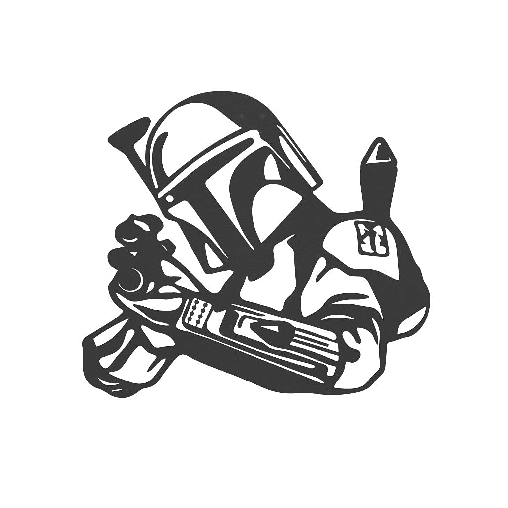 Boba Fett Metal Wall Art 27.5x30.7 Inches - Star Wars Themed Home Decor for Living Room, Bedroom, Kitchen & Bathroom - Indoor Outdoor Wall Hanging Decoration - Perfect for Sci-Fi Fans & Gift Giving