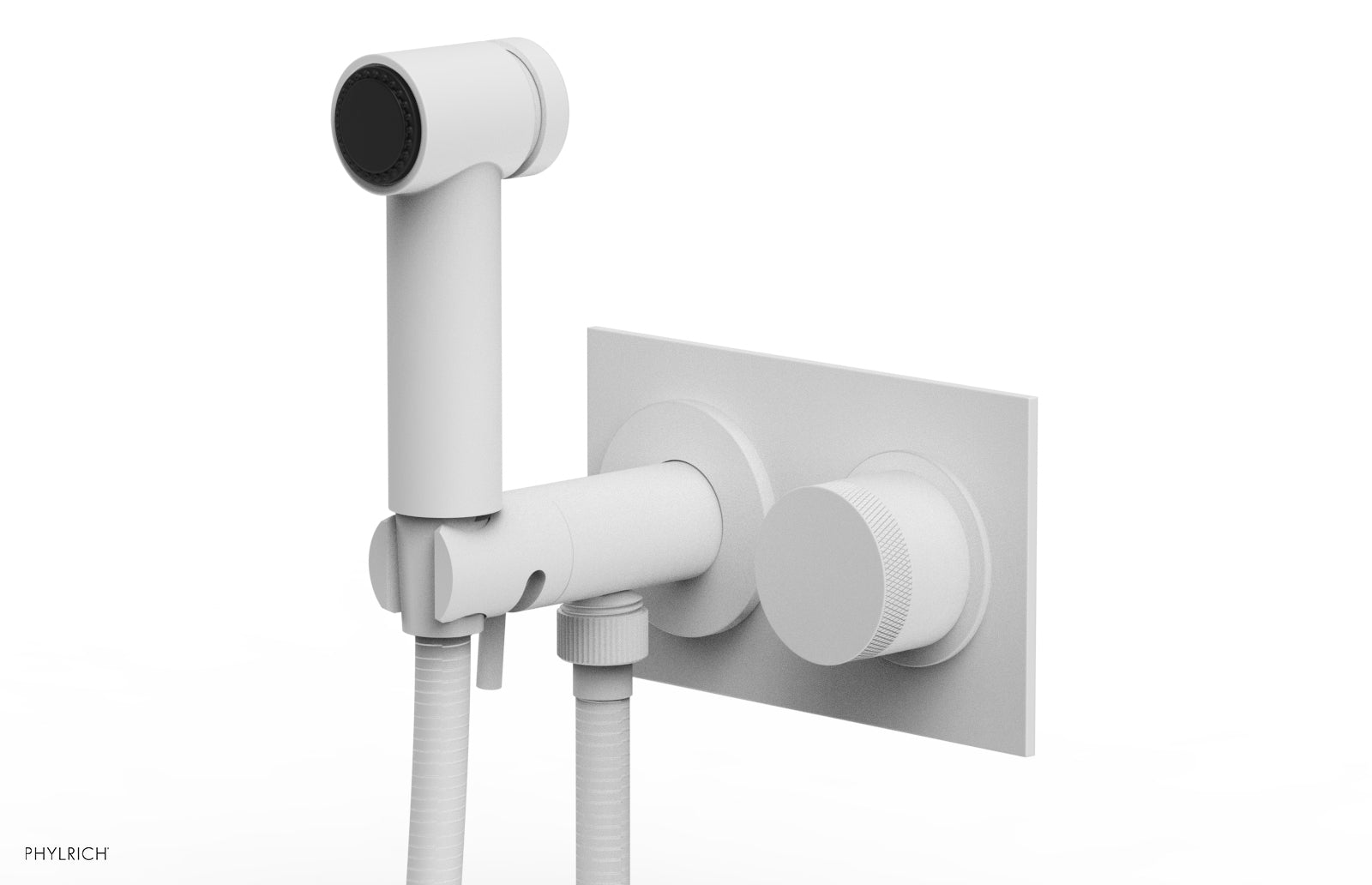 BASIC II Wall Mounted Bidet with Knurled Handle - 230mm Spray Head, 65mm Mounting Centers - Perfect for Bathroom Hygiene & Comfort