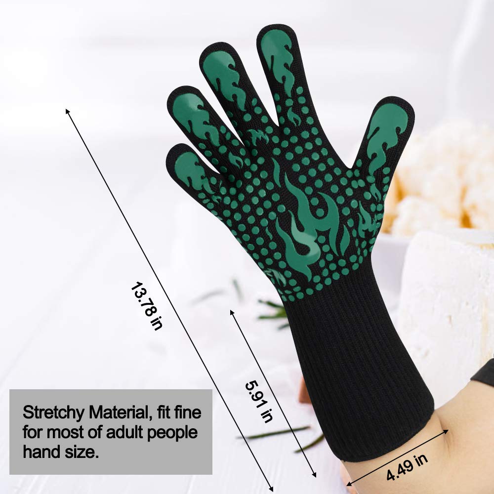 Comsmart Heat Resistant BBQ Gloves - 1472°F Silicone Oven Mitts for Grilling, Baking & Cooking | Non-Slip Kitchen Gloves for Barbecue, Meat Handling & Outdoor Cooking
