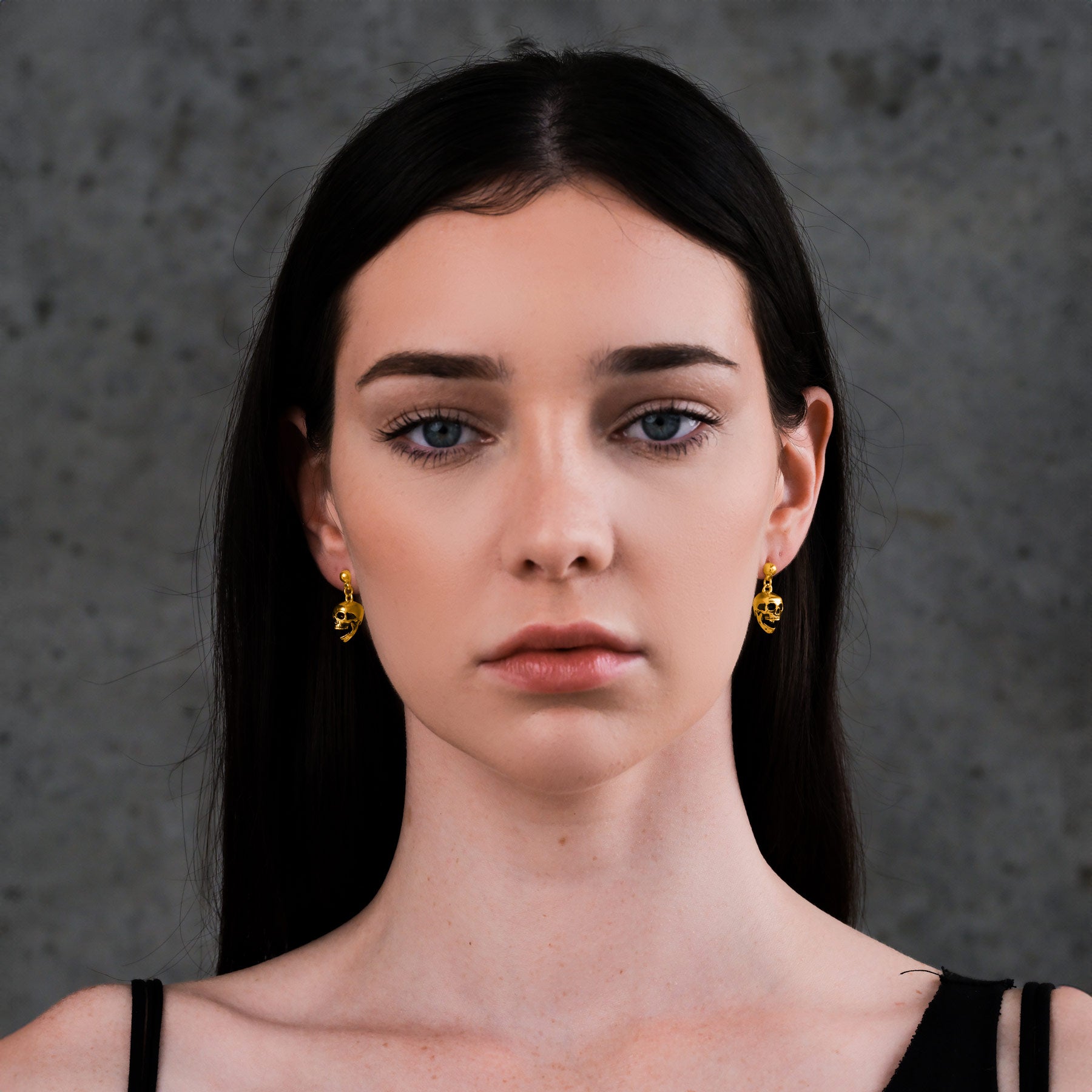 Gothic Skull Earrings for Women - 14K Gold Plated Punk Rock Jewelry - Perfect for Halloween, Parties, and Edgy Fashion