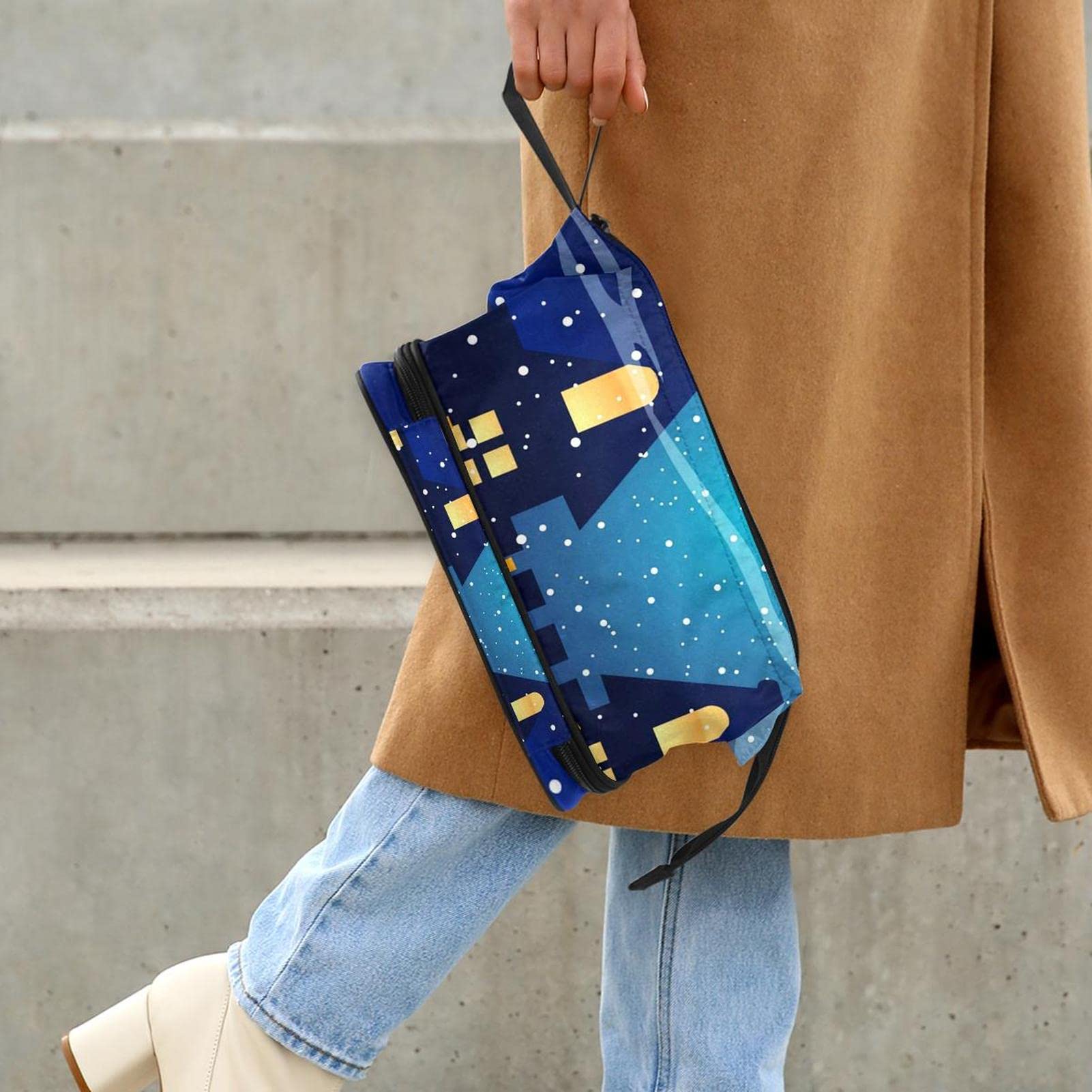 Large Makeup Bag for Travel - Waterproof Cosmetic Organizer with Moon & Stars Design, Women's Toiletry Bag for Daily Use & Vacation (Perfect for Makeup Storage, Gym Essentials & Weekend Getaways)