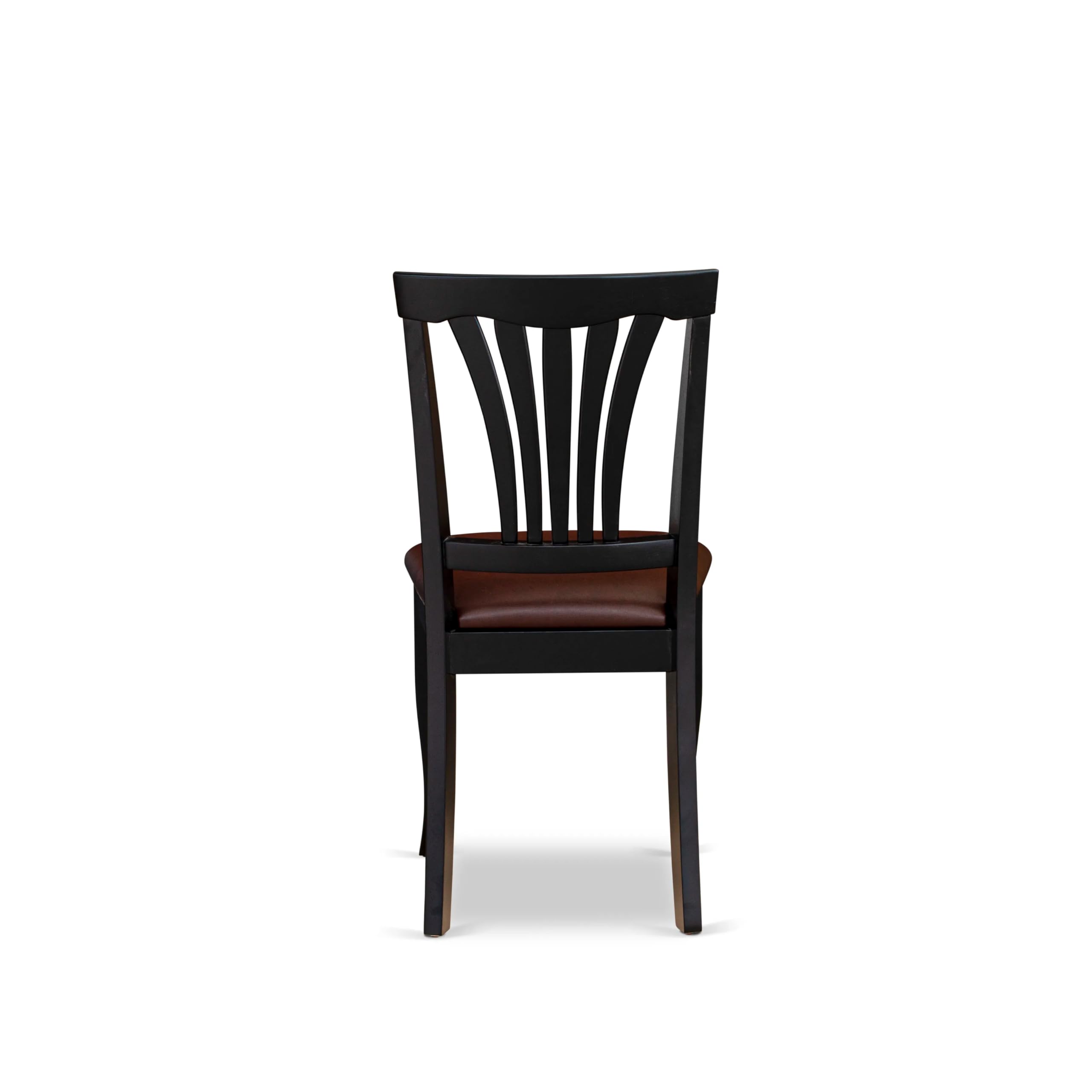 East West Furniture ANAV5-BLK-LC 5-Piece Round Dining Table Set for 4 - 36x36 Inch Black & Cherry Kitchen Table with Pedestal Base & 4 Faux Leather Chairs - Perfect for Small Spaces, Breakfast Nooks & Cozy Family Meals