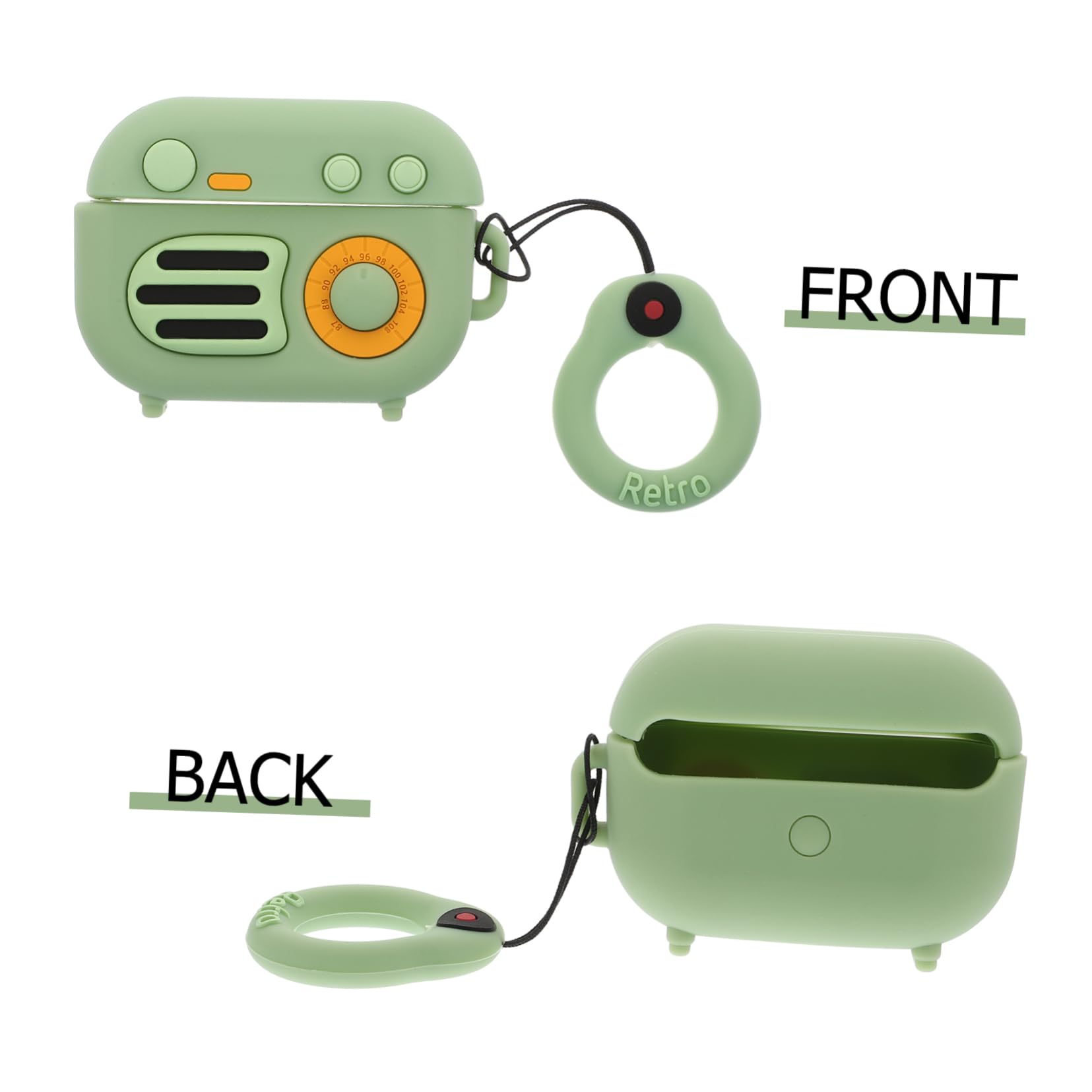 Retro Radio Design Earphone Case - Silicone Headphone Organizer & Belt Bag - Attachable & Durable - Teal Green - Perfect for Travel, Gym, and Outdoor Activities
