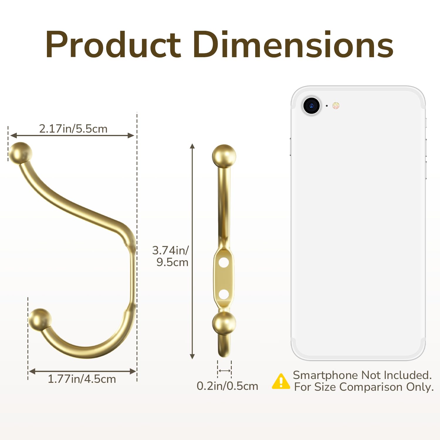 4 Pack Heavy Duty Gold Wall Mount Coat Hooks - Durable Metal Hooks for Hanging Clothes, Towels, Hats, Keys & Coats - Perfect for Mudroom, Entryway, Bathroom & Closet Organization
