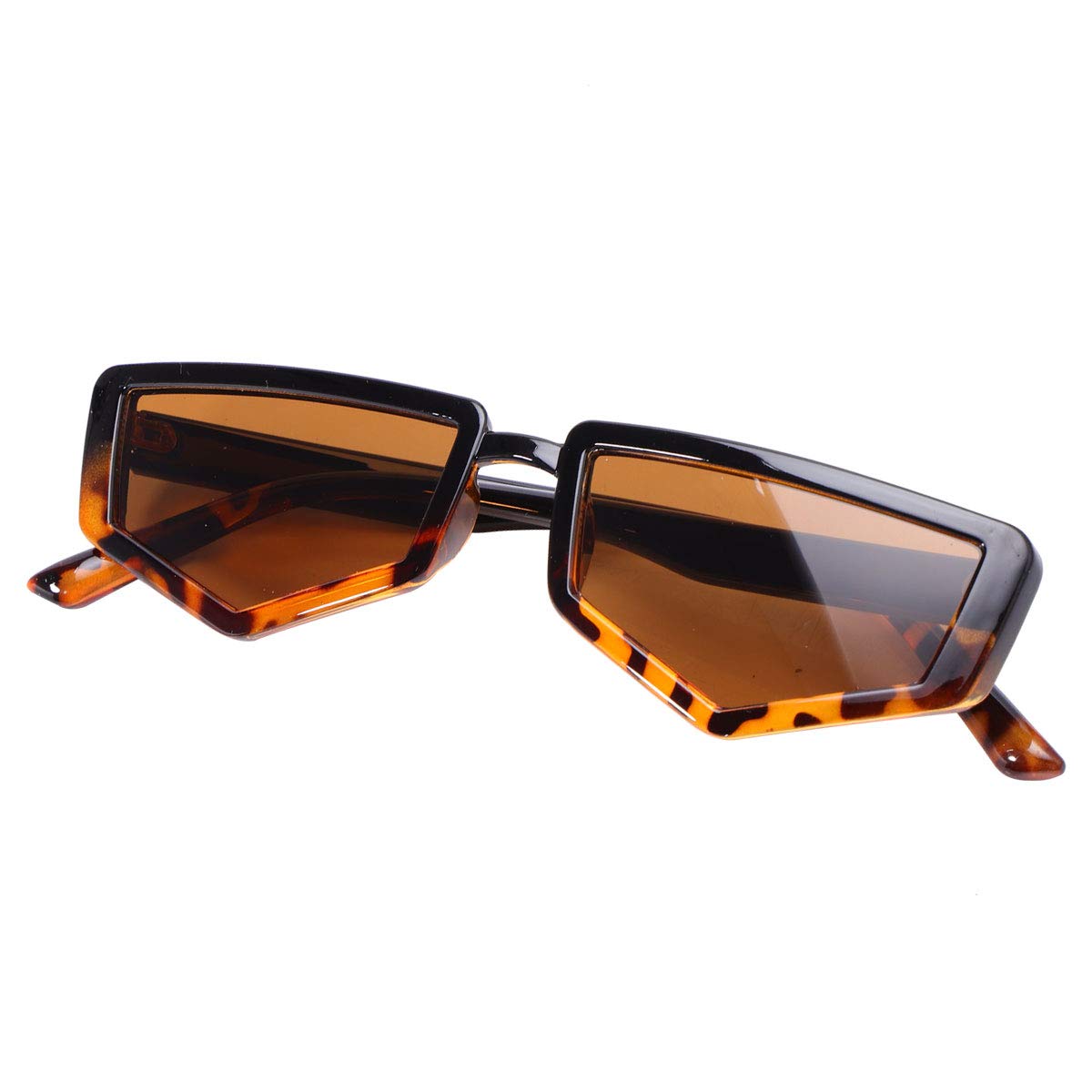 PRETYZOOM Retro Polygonal Small Frame Sunglasses for Men & Women - Vintage Fashion Sunglasses with UV Protection (Brown/Black) | Perfect for Street Style, Parties & Outdoor Activities