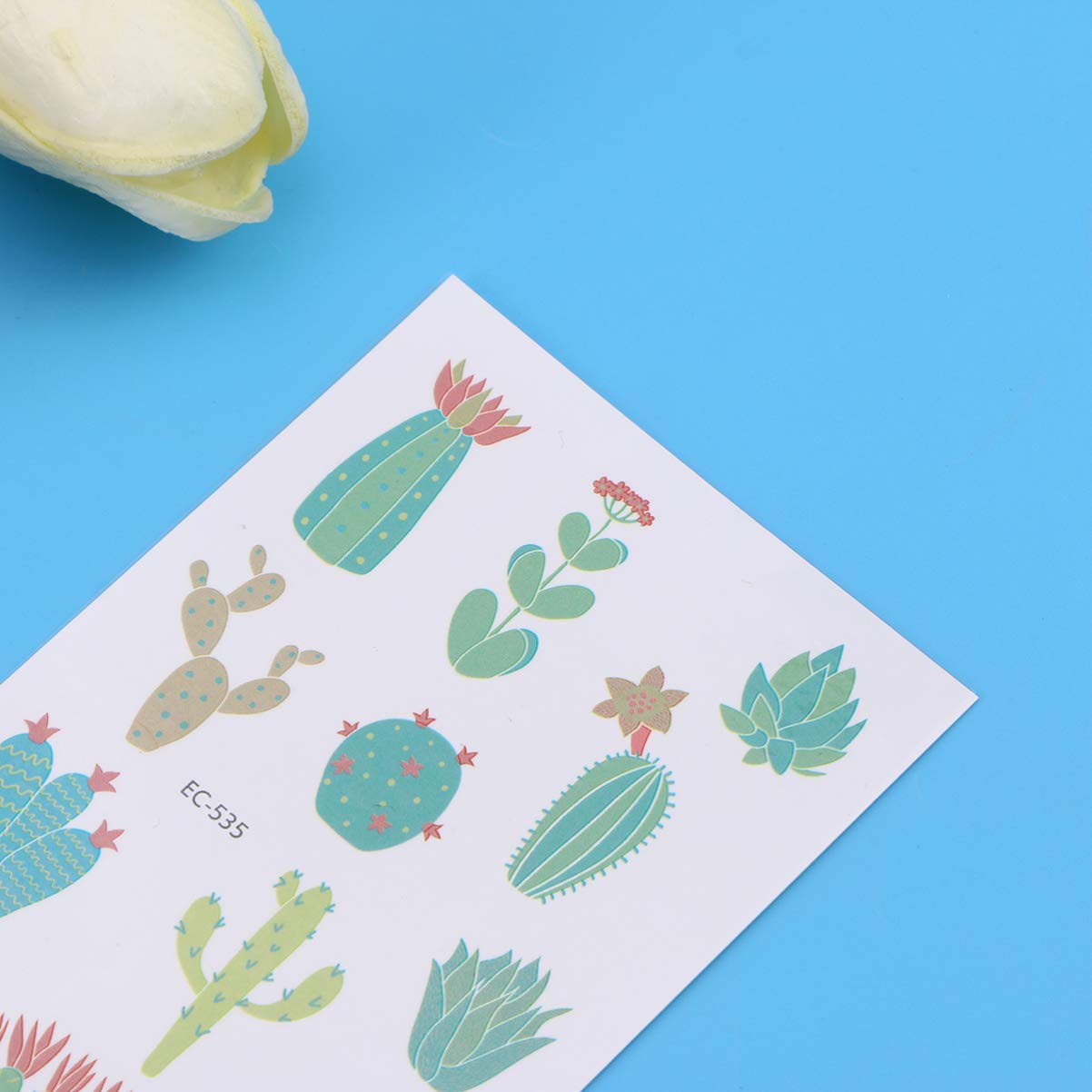 10 Sheets Temporary Tattoos for Kids - Cactus Plant Fake Tattoo Stickers, Waterproof & Safe, Fun Body Art for Parties, Halloween & Summer Activities