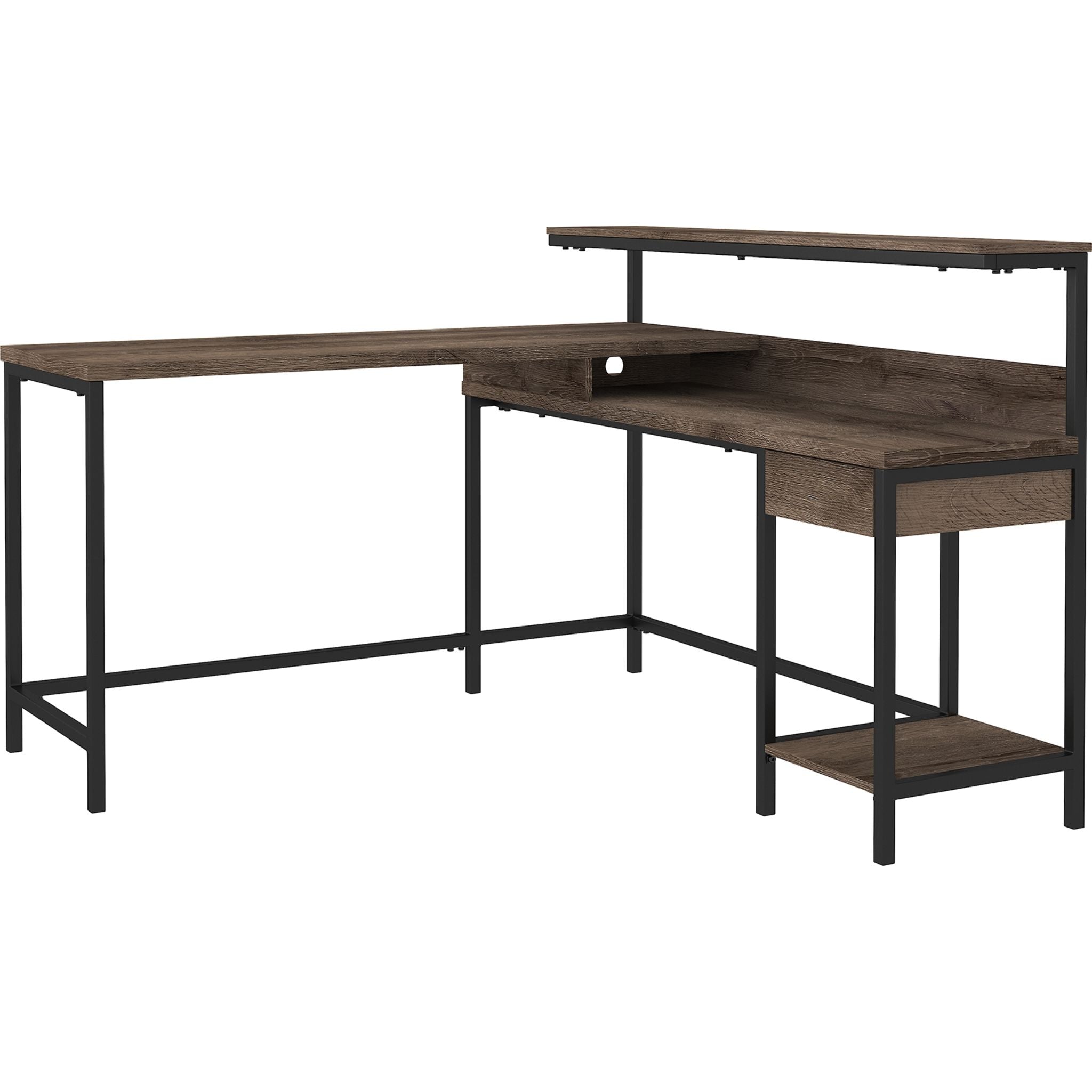 Arlenbry L-Shaped Desk with Storage, Gray Home Office Desk - Perfect for Small Spaces, Gaming & Workstation Setup