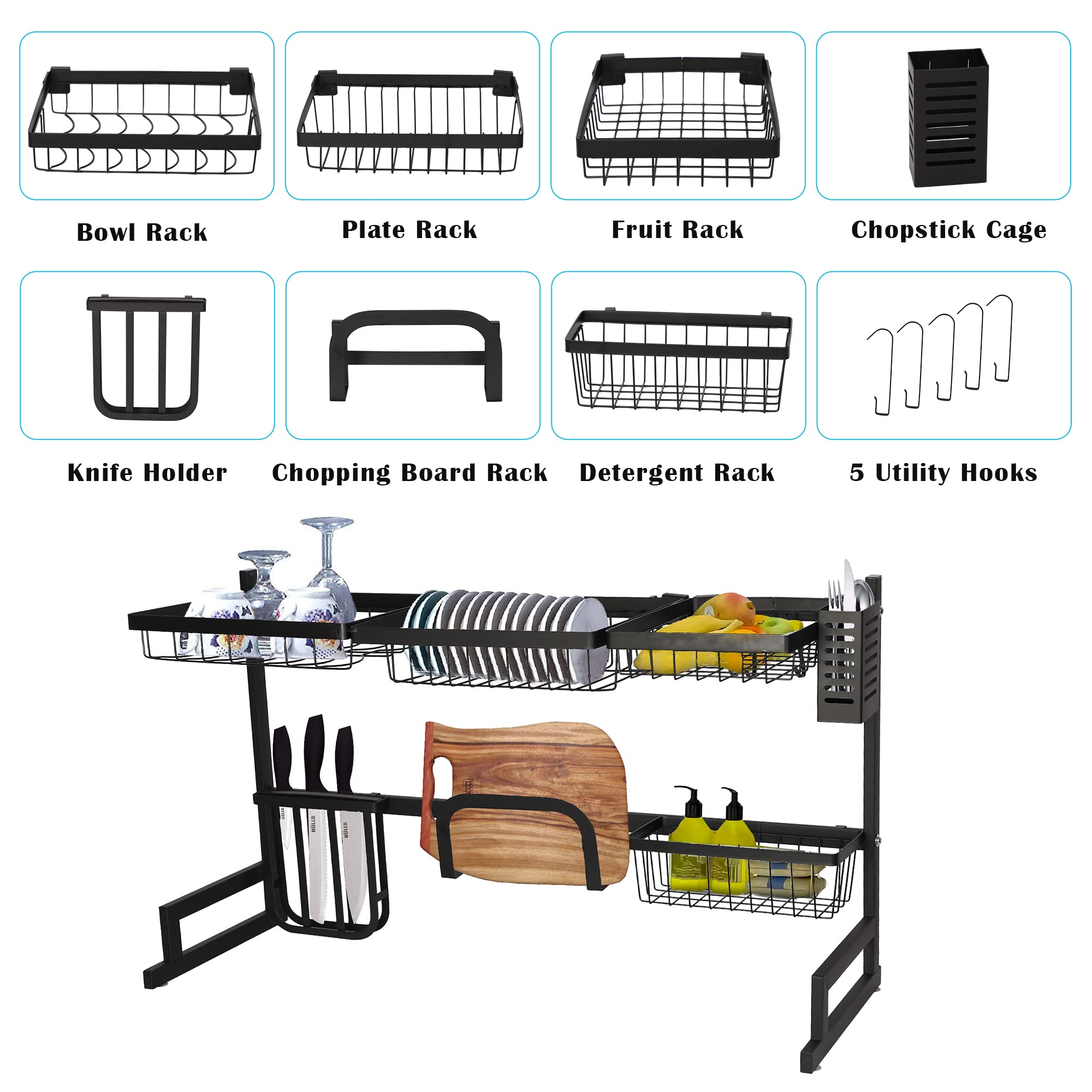 2-Tier Stainless Steel Over Sink Dish Drying Rack - 33.4