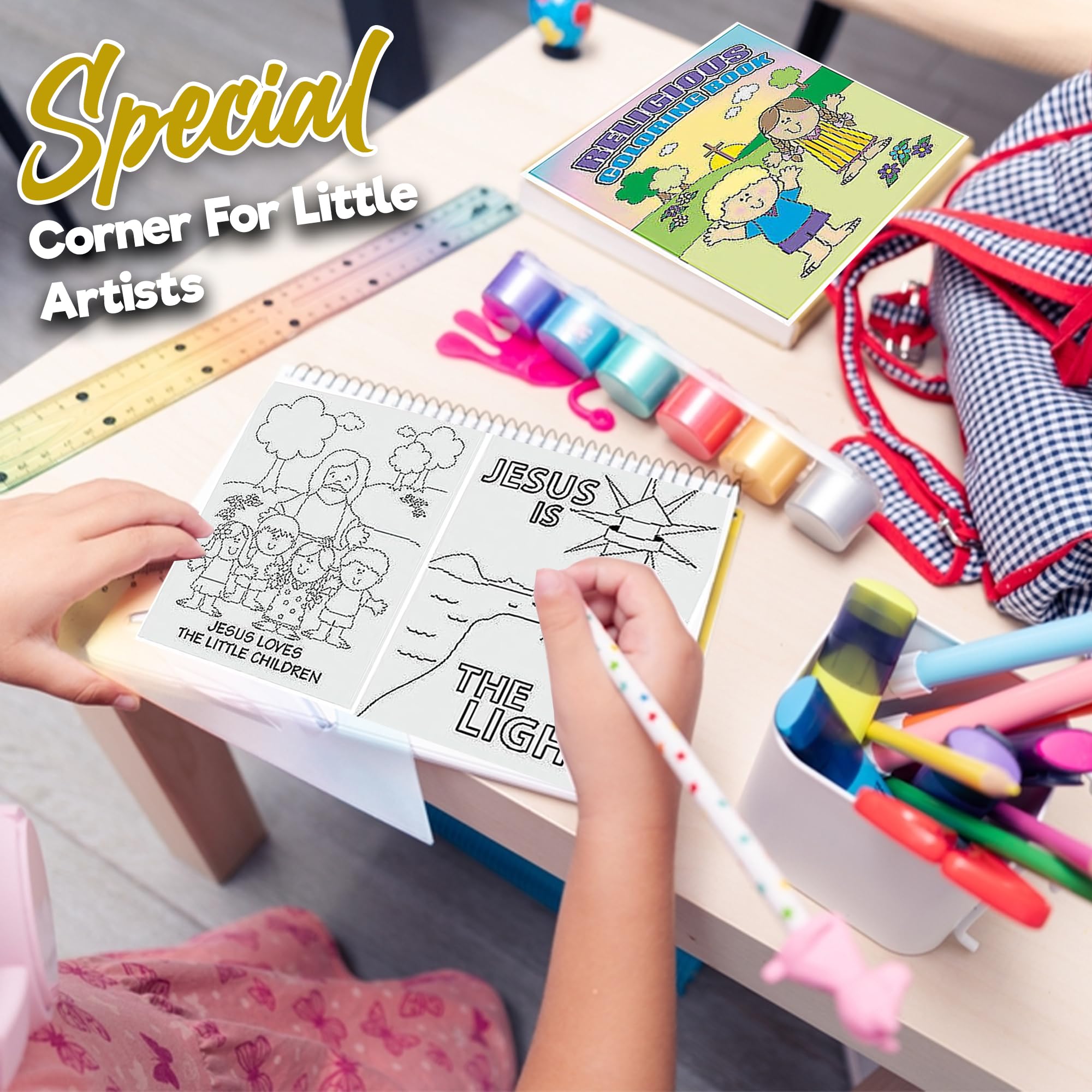 Bible Coloring Book for Kids - 72 Religious Christian Pages for Sunday School & VBS - Faith Education Activity