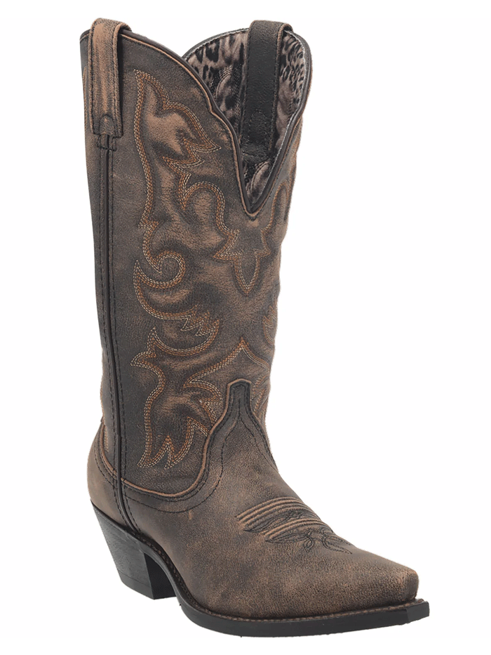 Laredo 51079 Women's Wide Calf Leather Boots - Black & Tan for Comfortable All-Day Wear | Perfect for Work, Casual Outfits & Western Fashion