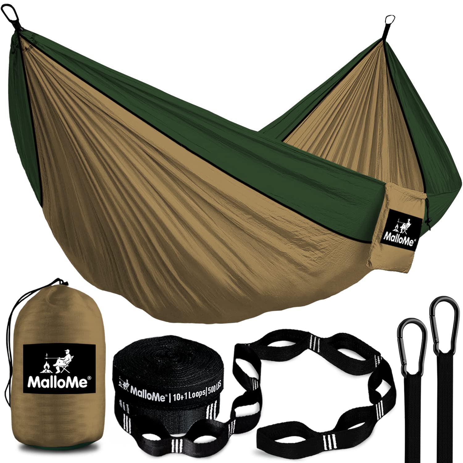 Premium MalloMe Camping Hammock with Heavy Duty Straps - Portable 1 & 2 Person Outdoor Hammock for Adults & Kids - Double Hammock for Backpacking, Travel, Beach and Backyard Relaxation (Tree Hammock with Carrying Bag)