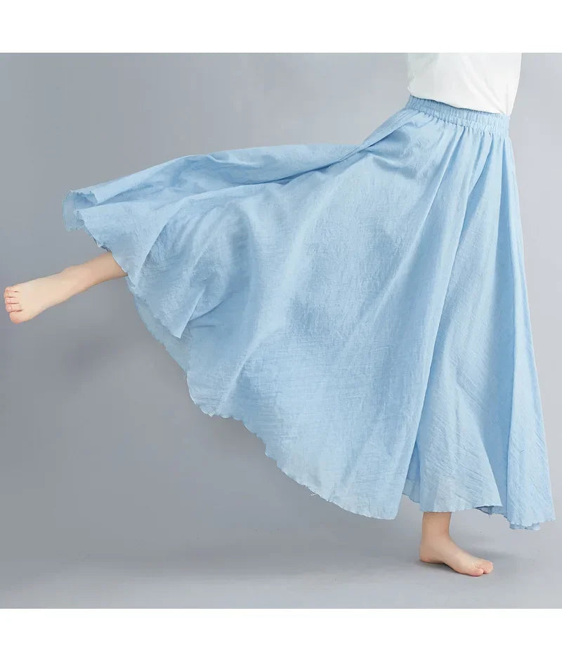 Stylish Women's Cotton Linen Maxi Skirt - Y2K Elegant Boho Long Skirt for Beach, Casual & Harajuku Fashion | Perfect for Summer Outfits, Vacations & Street Style