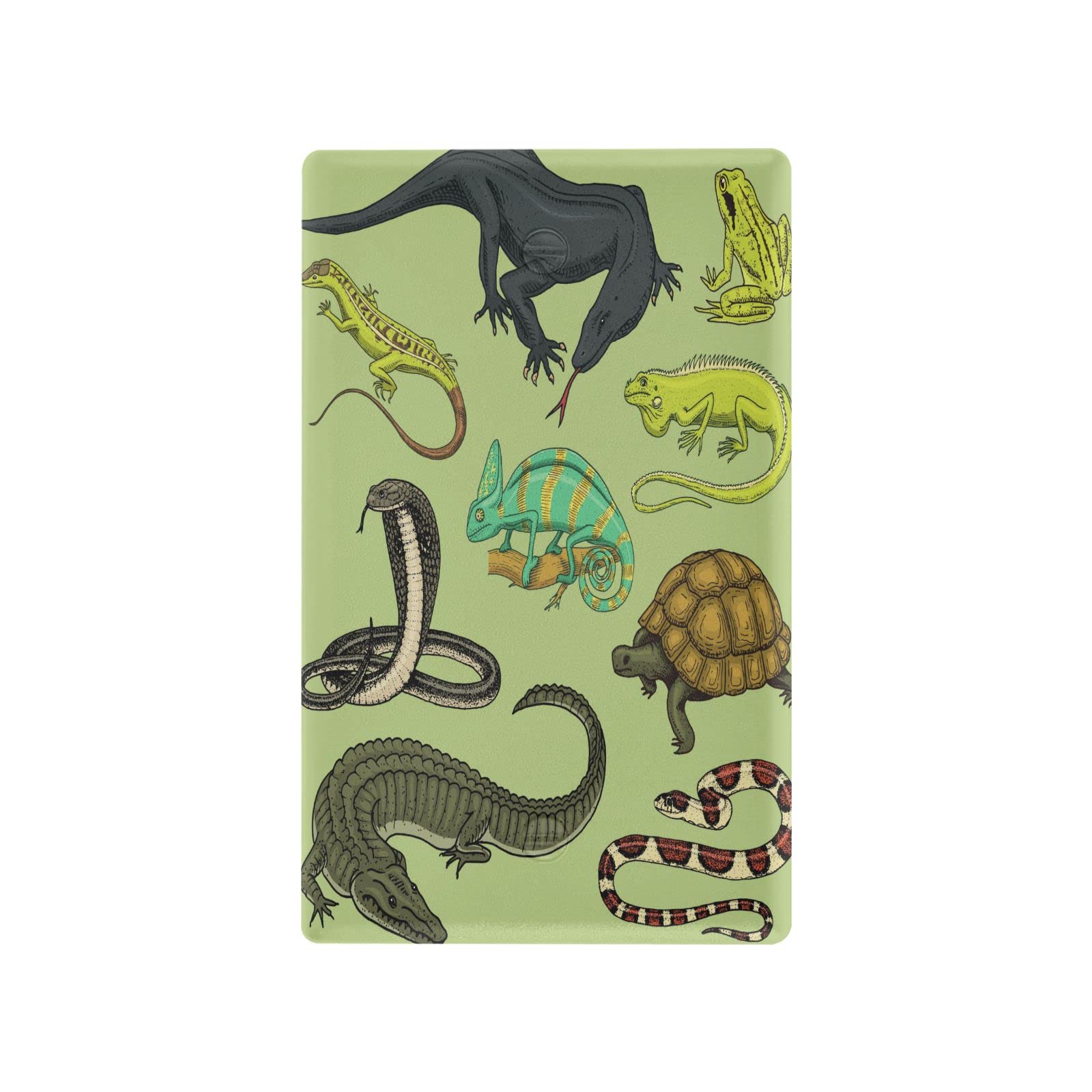 Glaphy Animal Switch Plate Cover - Snakes, Lizards, Chameleons & Turtles Design - Blank Outlet Cover for Light Switches - Durable Wall Plate for Kitchen, Bedroom, Home Decor - Perfect for Reptile Lovers & Unique Home Interiors