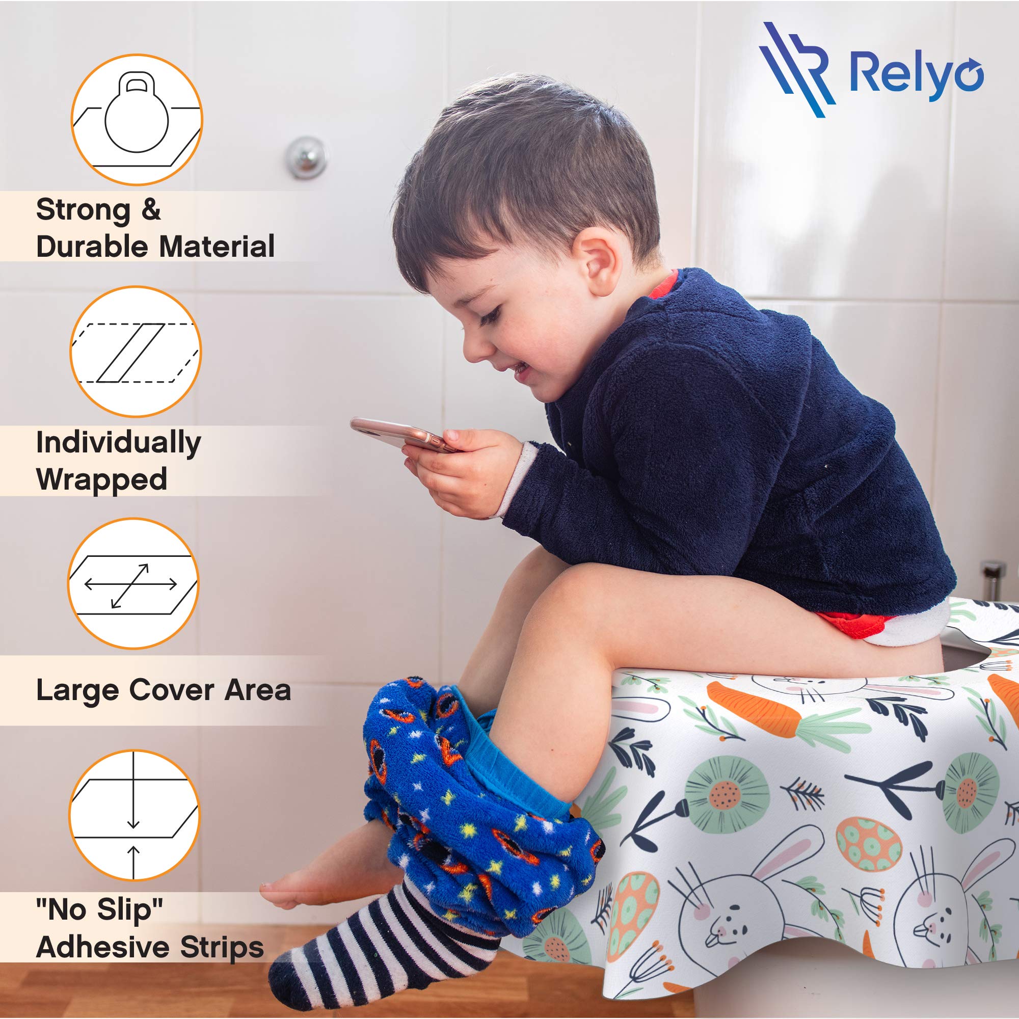 Disposable Toilet Seat Covers 20 Pack - Waterproof, Extra Large for Kids & Adults - Individually Wrapped for Travel & Public Restrooms - Perfect for Potty Training, Camping, Airports & Office Use (Easter Bunny Design)
