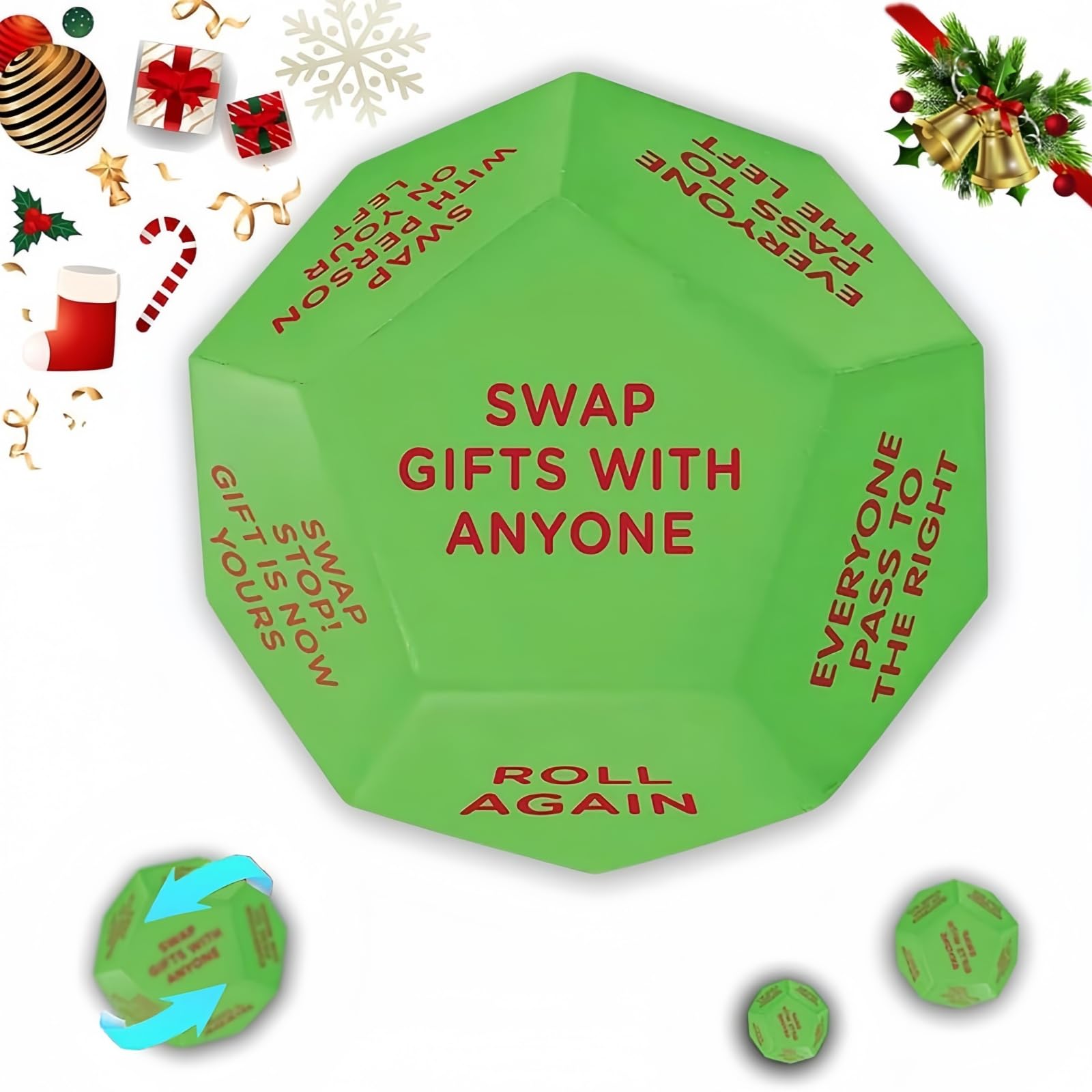 Santa Swap Gift Exchange Dice - 2025 New Pattern with 12 Unique Faces | Perfect for Family, Friends & Colleagues | Christmas Holiday Party Decorations & Gift Exchange Ideas | Elegant Gift Box Packaging | Fun for Secret Santa, Office Parties & Festive Gatherings