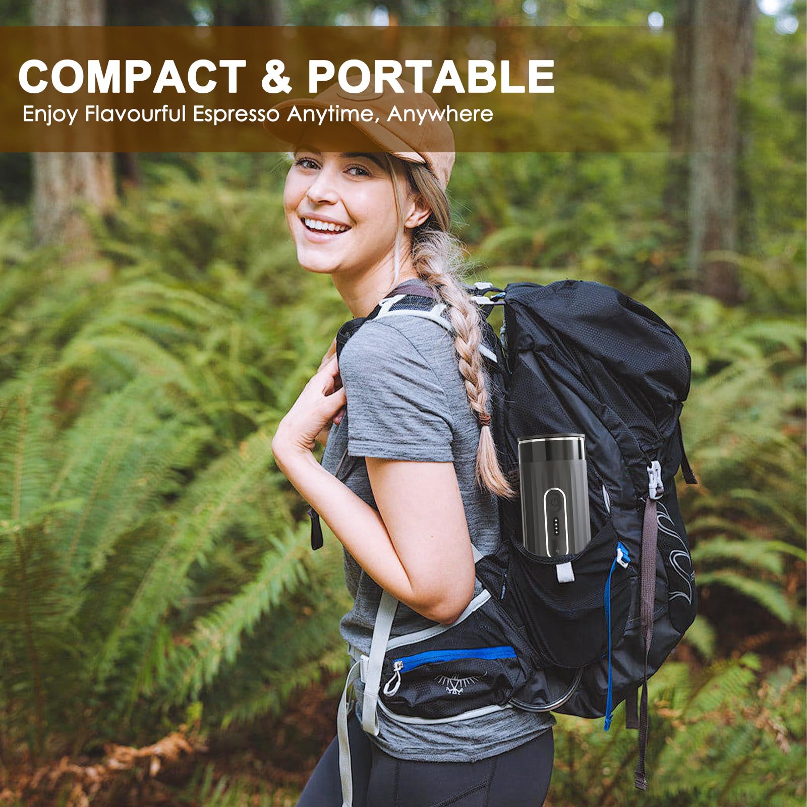 Portable Espresso Machine for Travel & Camping - Electric Self-Heating Mini Coffee Maker Compatible with Nespresso Capsules & Ground Coffee | Perfect for Road Trips, Office Use & Outdoor Adventures