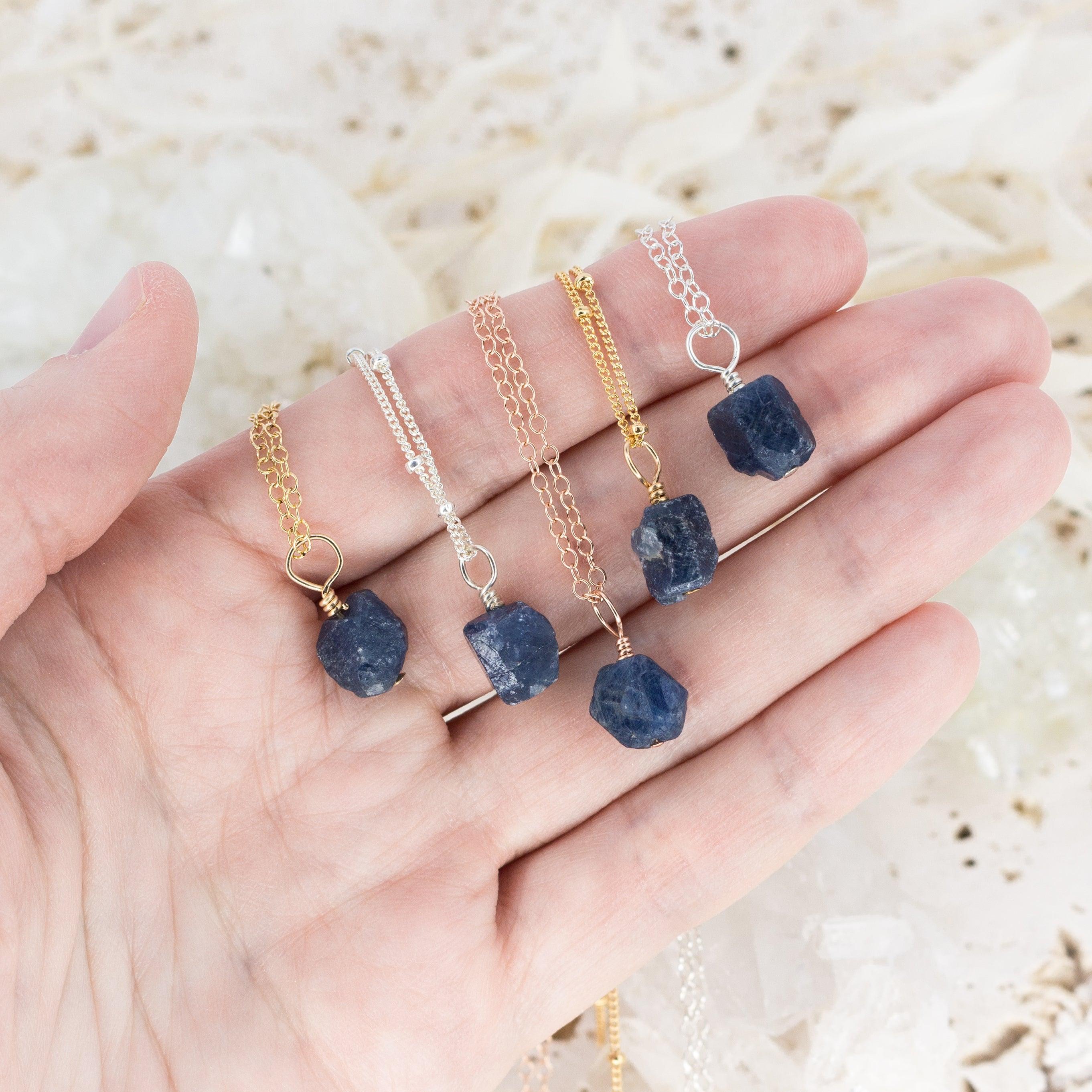 Natural Raw Sapphire Pendant Necklace - Dainty & Elegant Jewelry for Women - Perfect for Everyday Wear, Gifts & Special Occasions