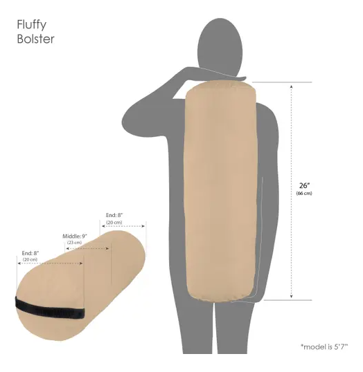 Earthlite Fluffy Bolster Pillow - Ultra Soft Yoga Bolster for Meditation, Stretching & Relaxation - Perfect for Home, Studio & Travel Use
