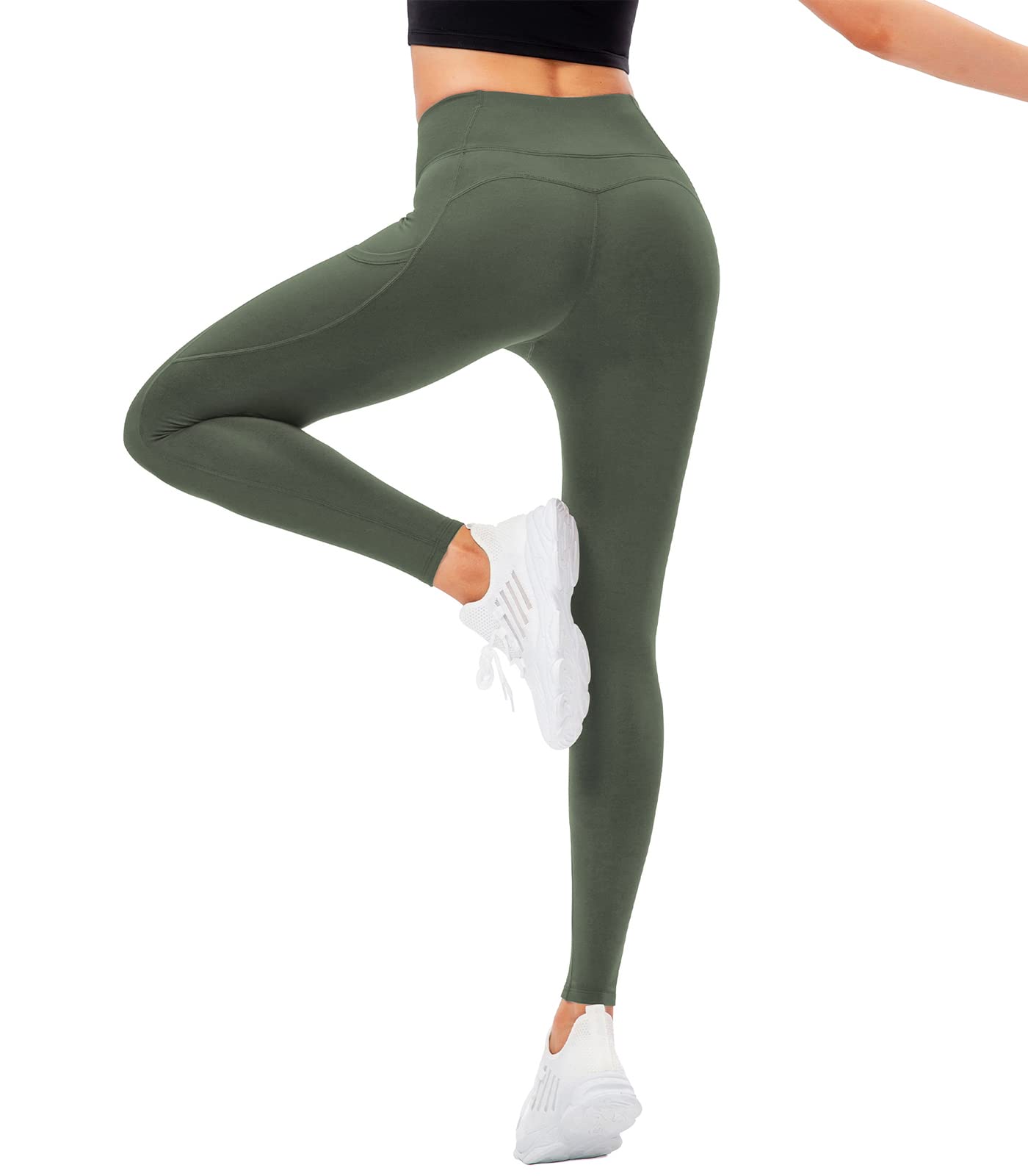 Women's Fleece Lined Leggings with Pockets - High Waisted Yoga Pants for Tummy Control | American Trends | Perfect for Winter Workouts, Lounge & Casual Wear