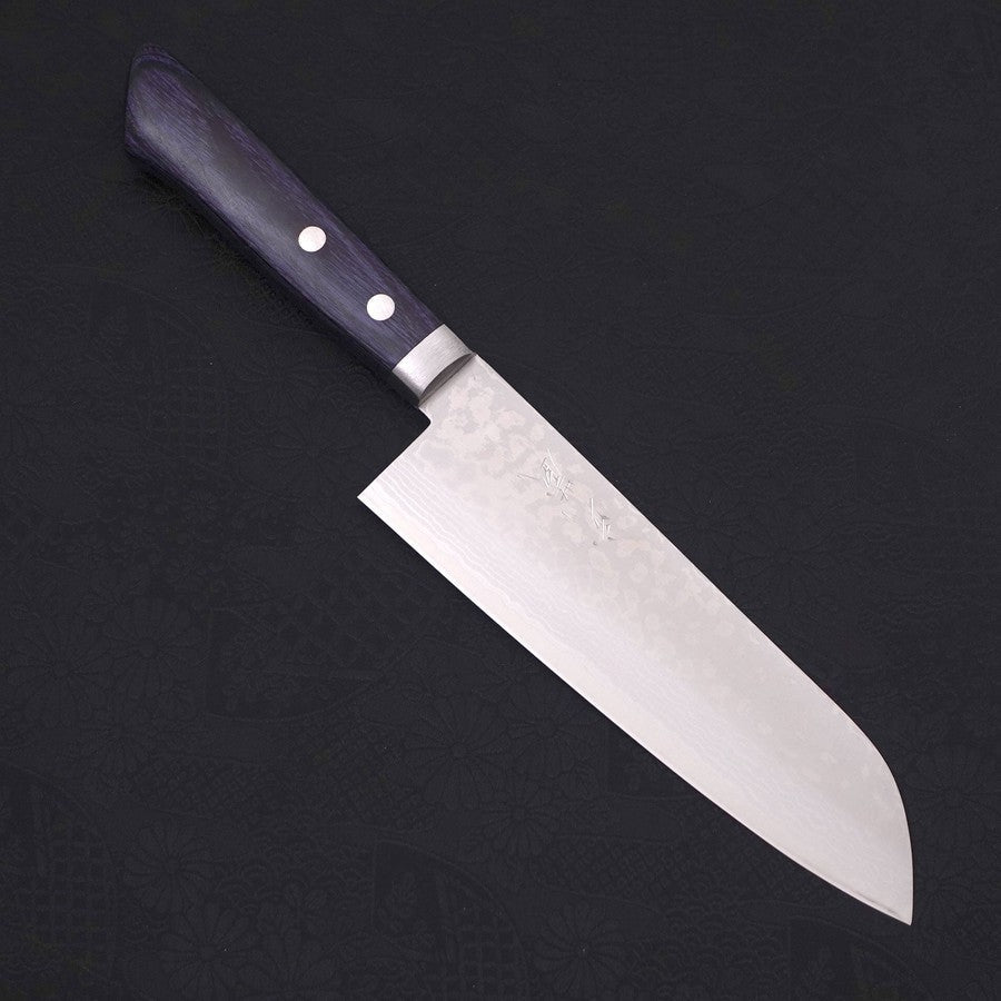 Premium Santoku Knife 170mm - VG-10 Damascus Steel Blade with Dark Blue Handle - Perfect for Slicing, Dicing & Chopping Vegetables, Meat & Fish - Ideal for Home Chefs & Professional Kitchens