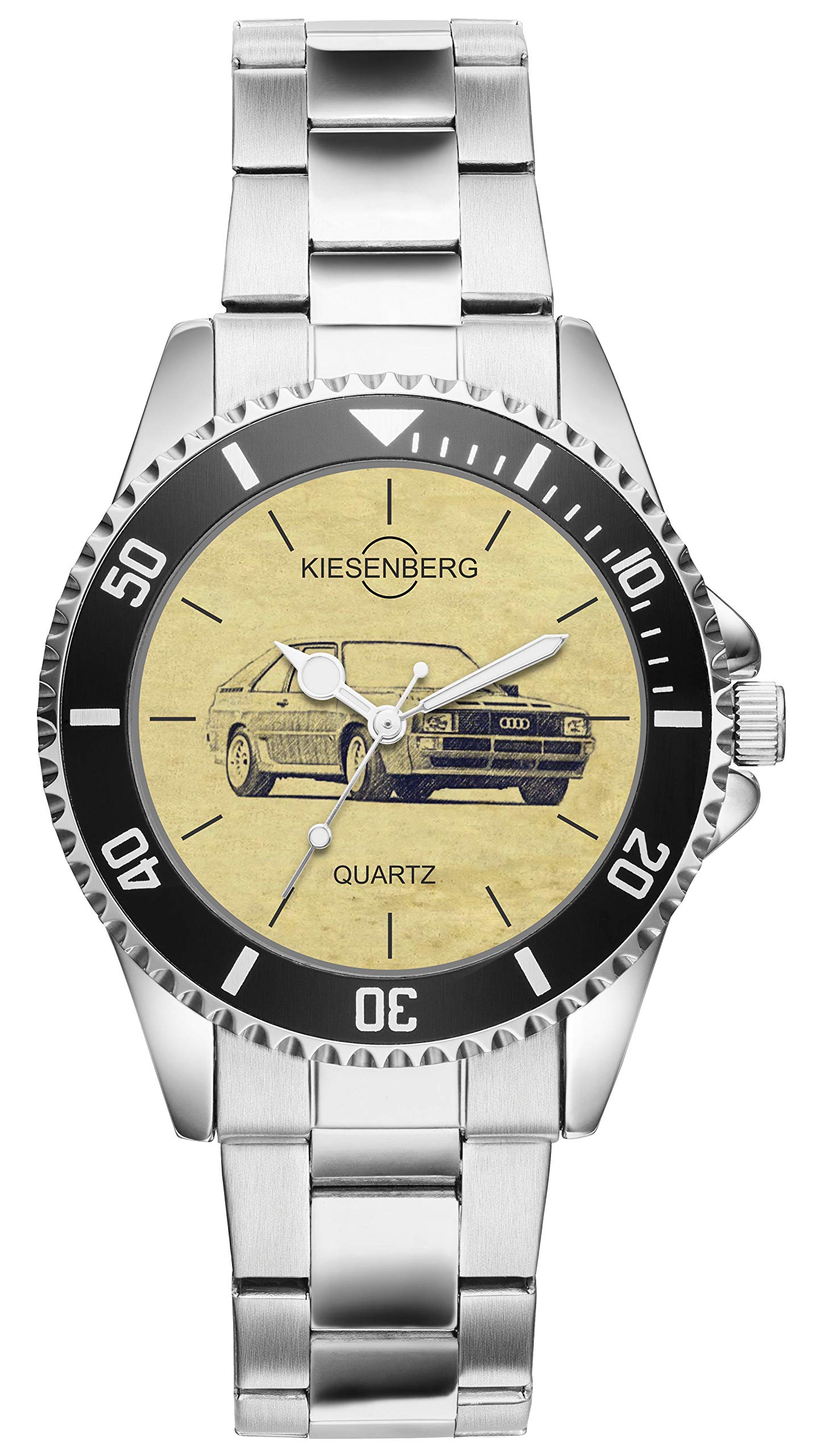 KIESENBERG Men's Sport Quattro Oldtimer Watch - Classic Analog Quartz Wristwatch with Leather Strap - Perfect Gift for Car Enthusiasts & Vintage Watch Collectors - Ideal for Casual Wear, Business Attire & Special Occasions