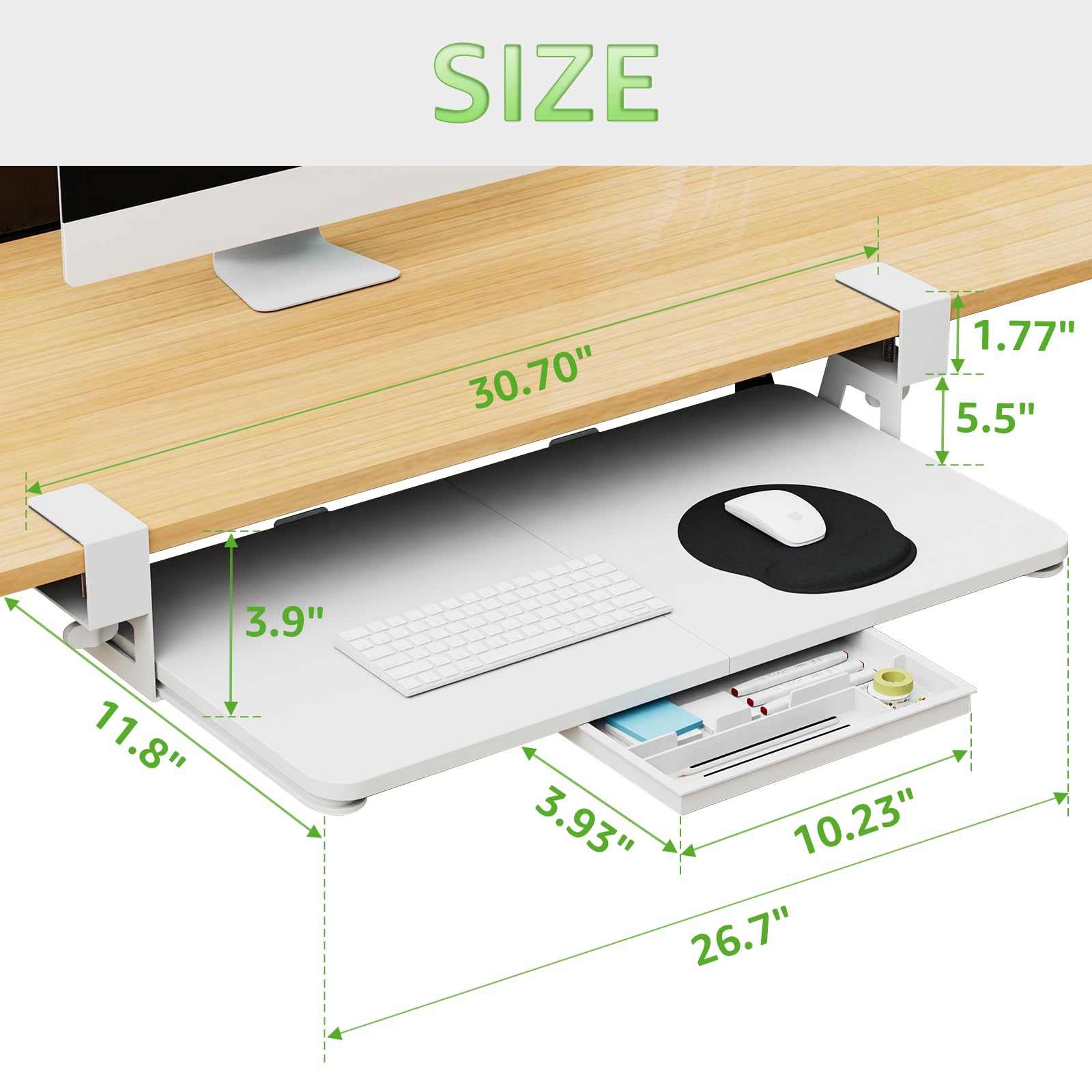 Large Under Desk Keyboard Tray - 26.77x11.81
