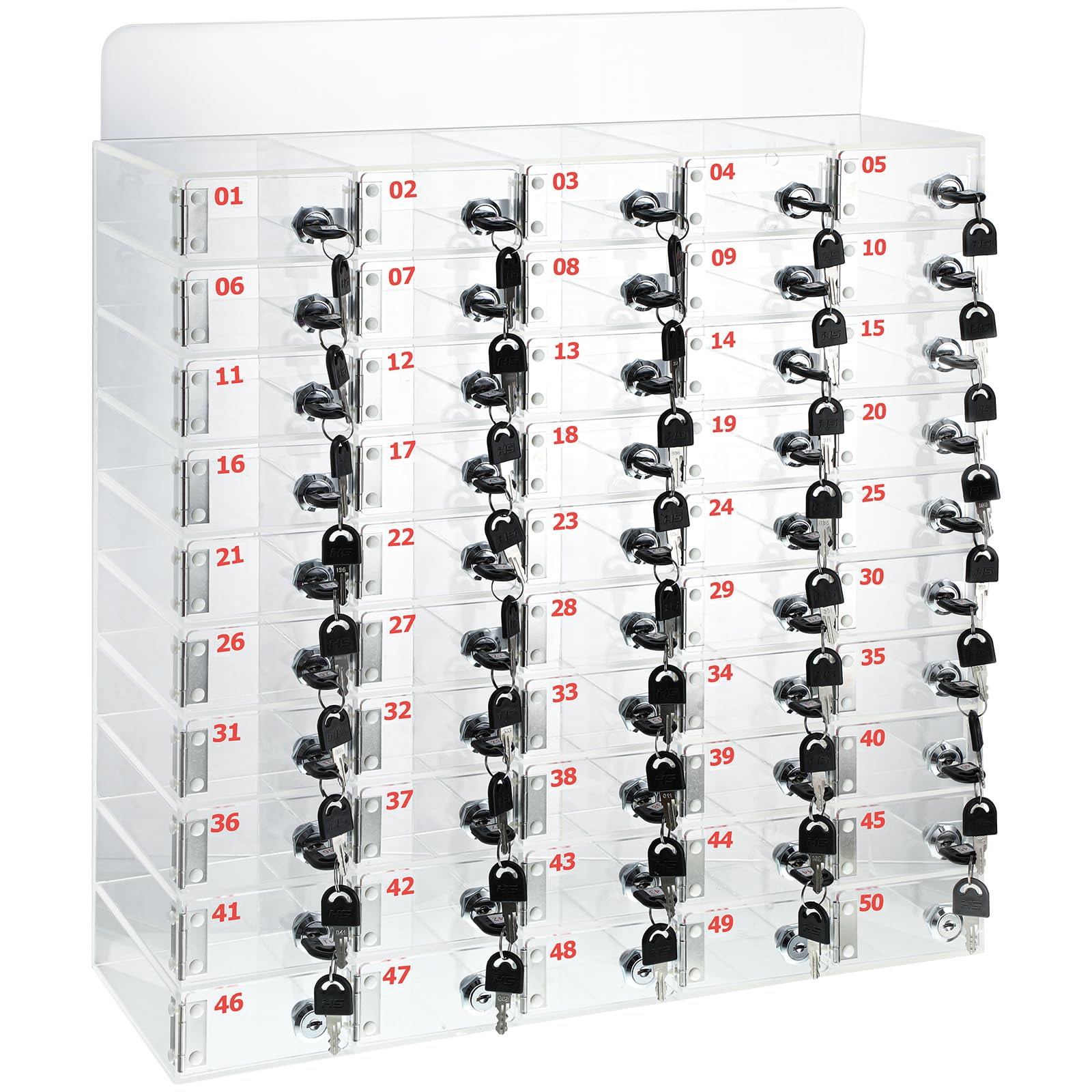 Clear Acrylic Phone Locker Box with Door Locks & Keys - Wall Mounted Cell Phone Storage Cabinet for Classroom, School, Office (23.62 x 10.24 x 24.41 Inch) - Perfect for Student Phone Management & Secure Device Storage