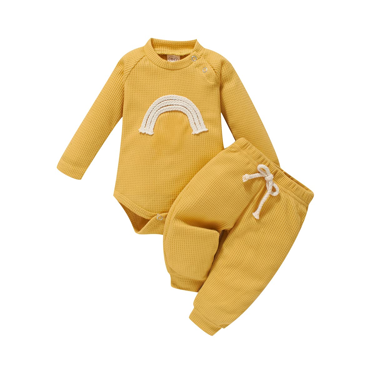 Unisex Baby Romper Onesie Set with Long Pants - Soft Waffle Knit Winter Newborn Outfits for Boys & Girls | Perfect for Holiday Photos, Family Gatherings & Cozy Winter Days