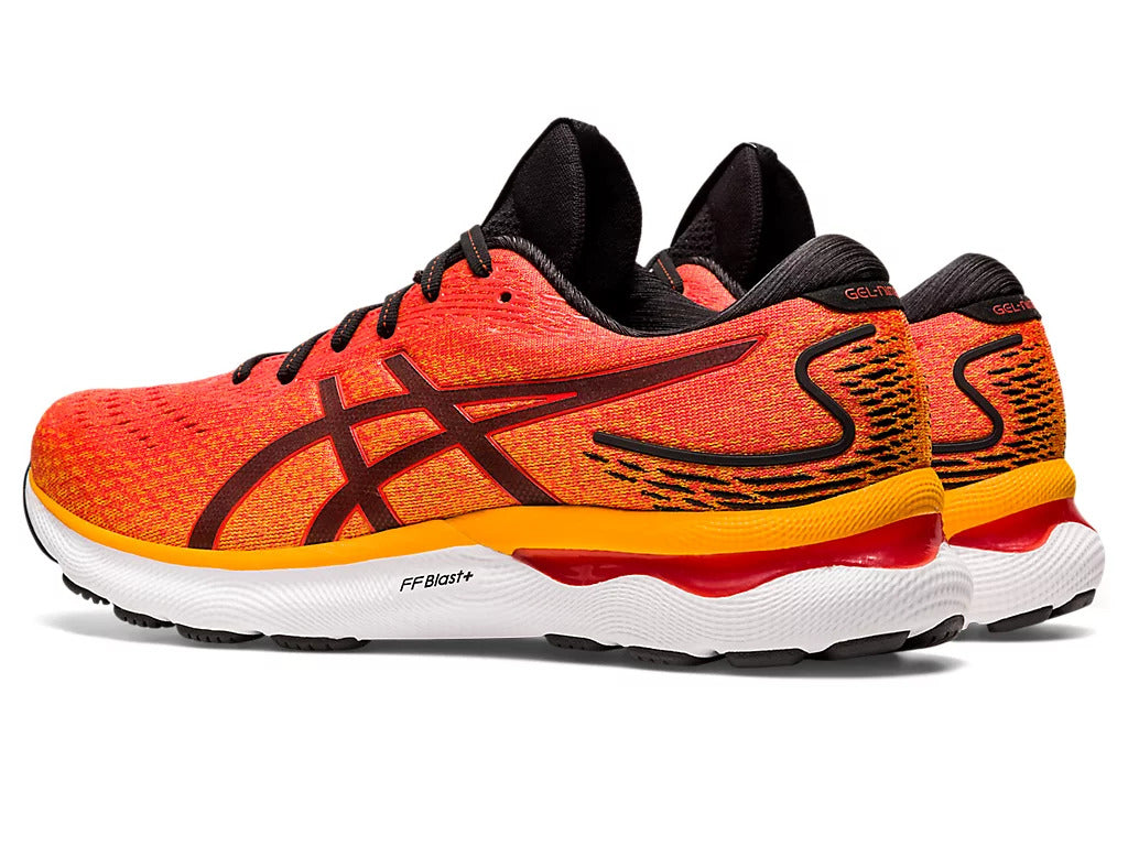 ASICS Men's GEL-NIMBUS 24 Running Shoes - Cherry Tomato/Black - Cushioned Road Running Sneakers for Men - Perfect for Long Distance Running & Daily Workouts
