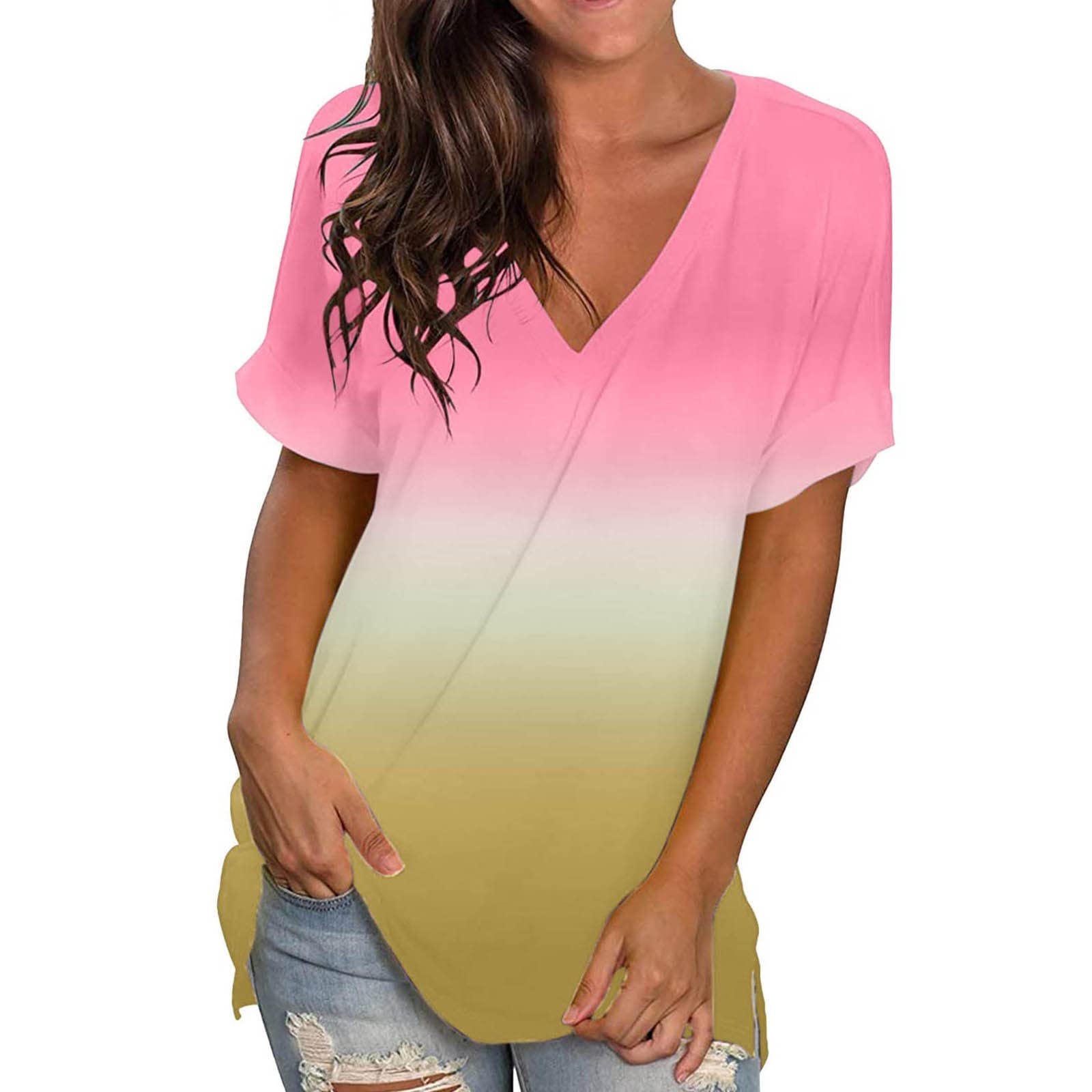Women's Casual Summer Short Sleeve Printed Tunic Top Blouse - Floral Flowy Loose Fit Shirt for Women - Perfect for Beach, Vacation, and Everyday Wear