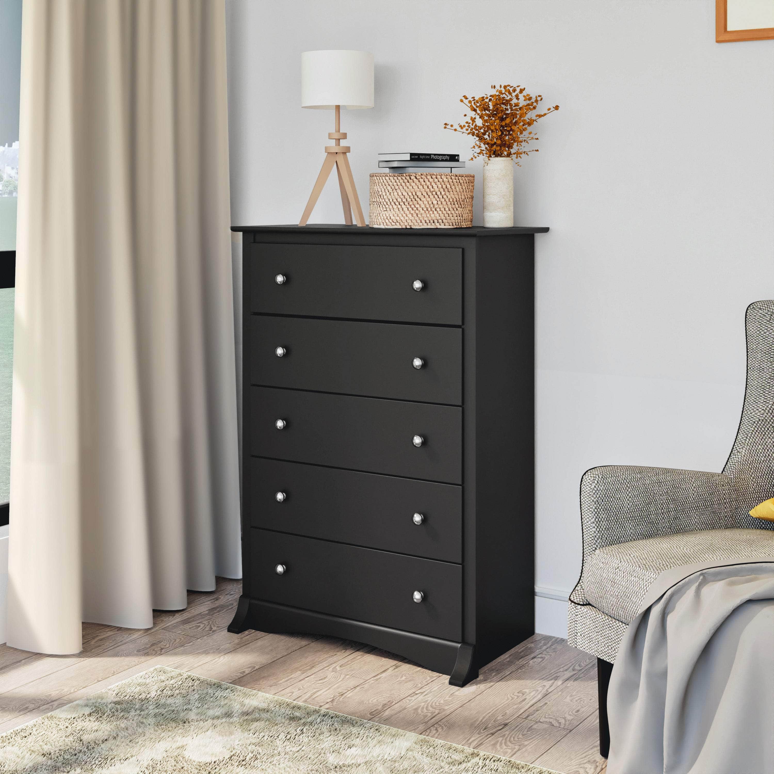 Sonoma 5-Drawer Dresser Chest - White, Black, Gray, Blue & Beige | Bedroom Storage Organizer for Clothes & Accessories